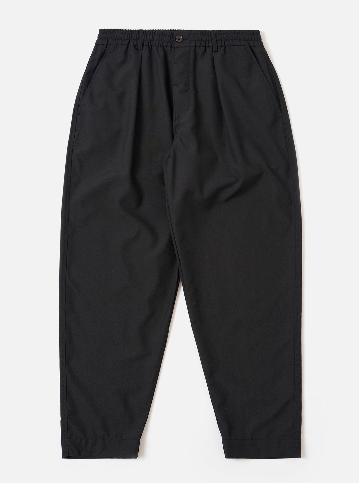 Black Tropical Suiting Pleated Track Pant
