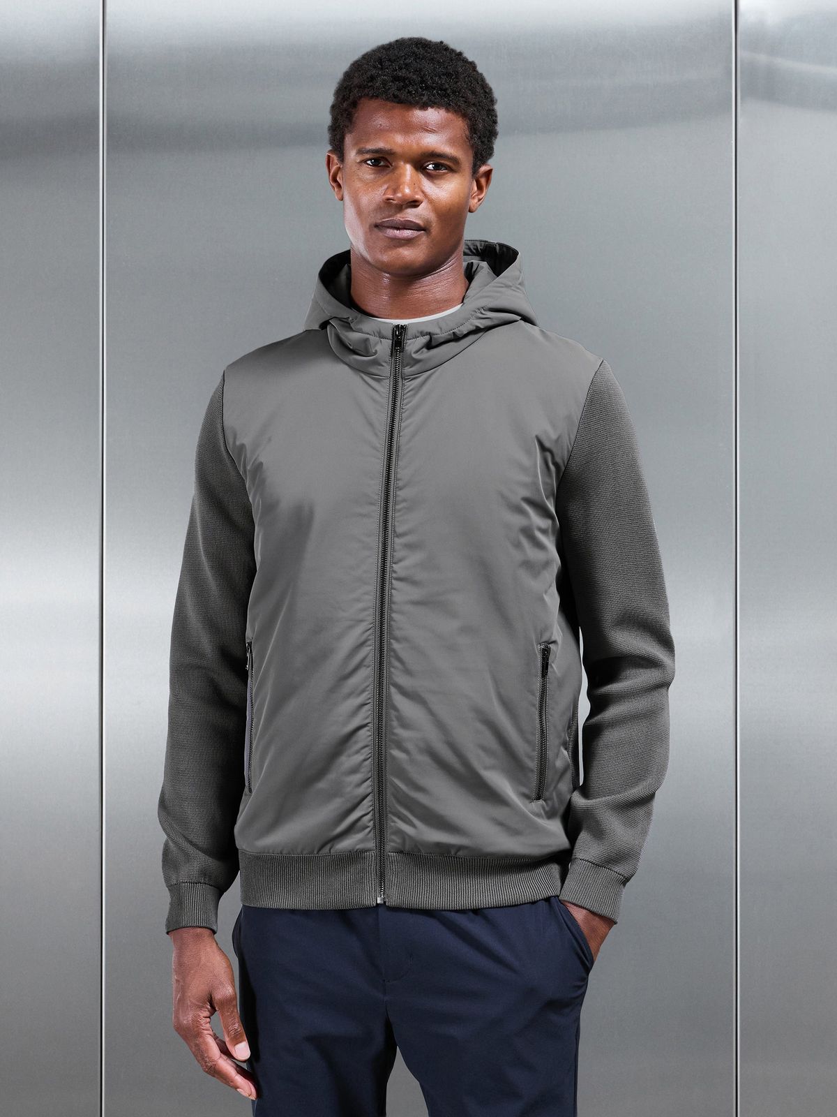 Hybrid Knitted Windbreaker in Grey