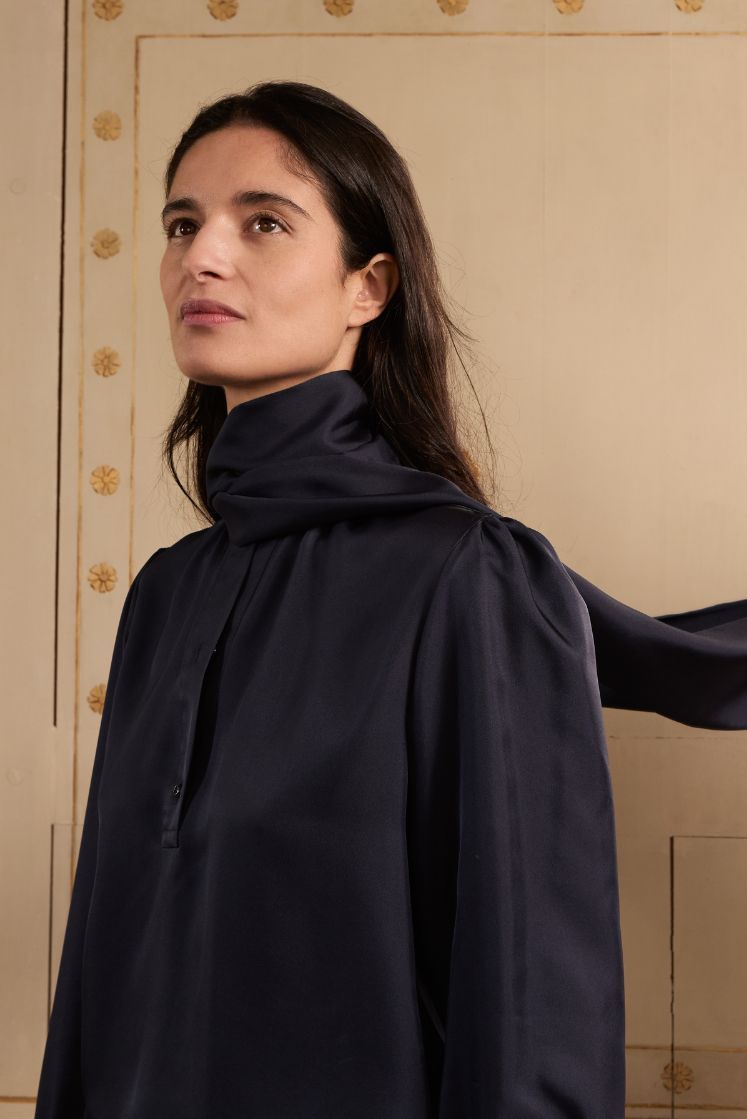 Chemise COMTESSE Soie Navy
