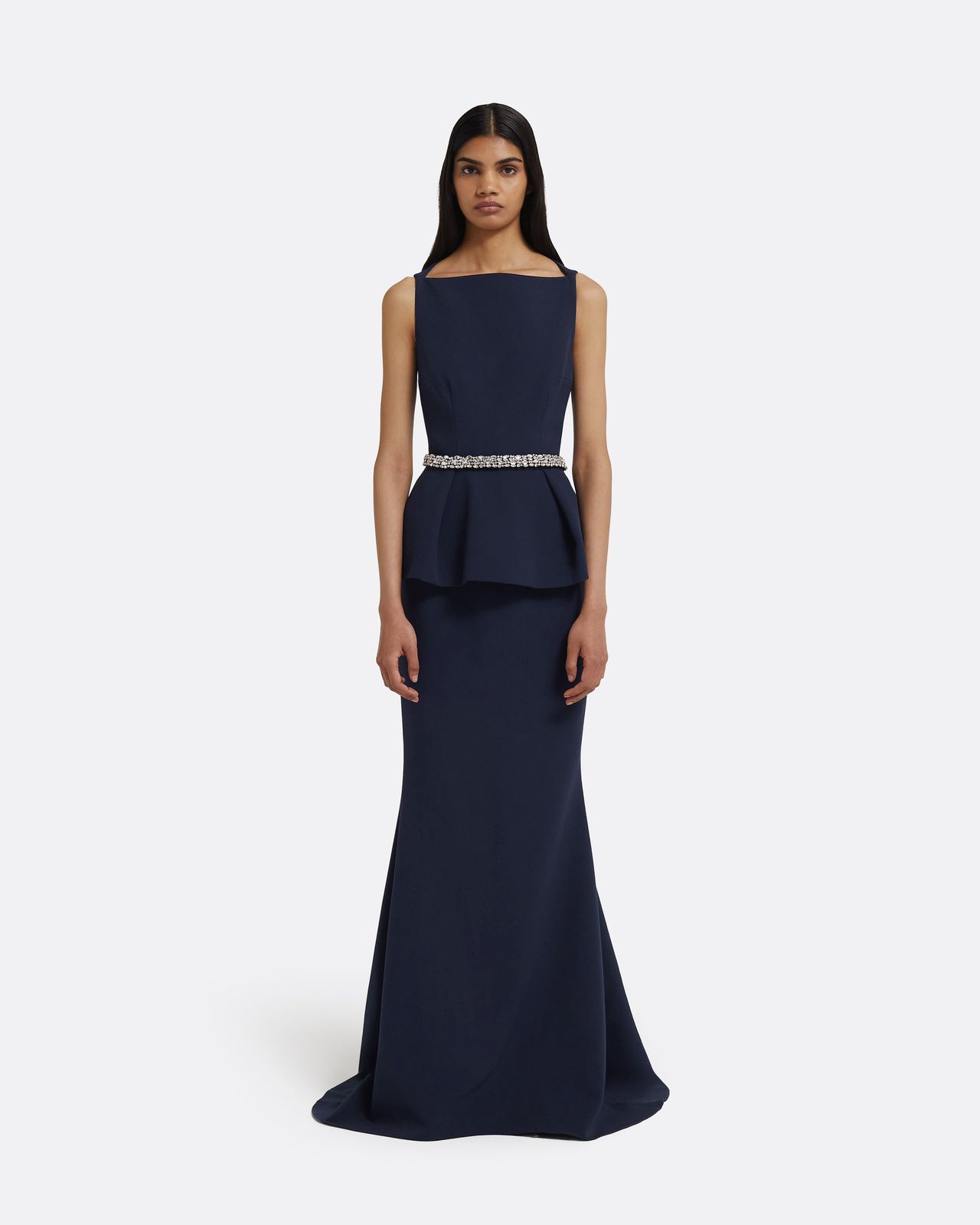 Carter Long Dress in Maritime with Crystal