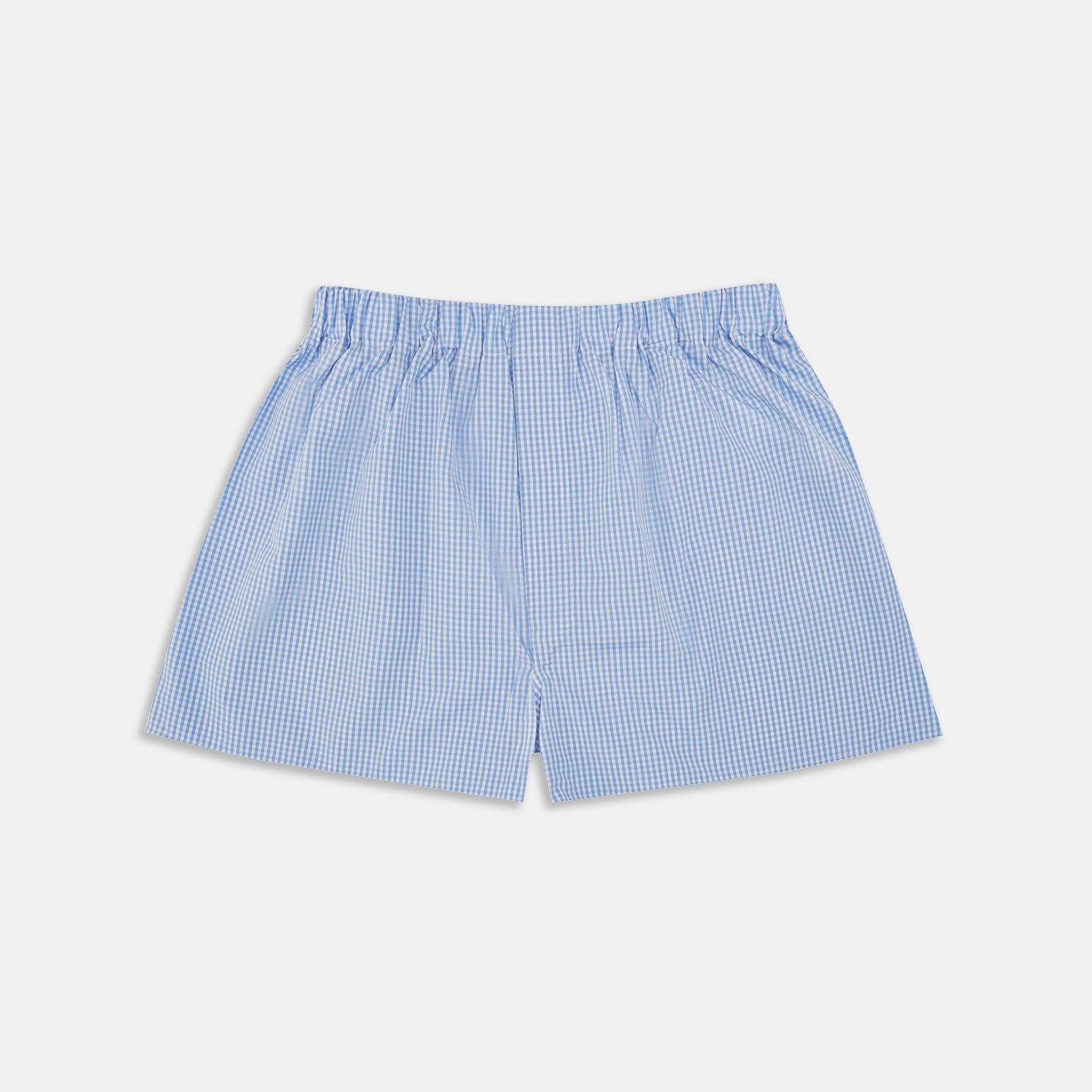 Light Blue Gingham Cotton Boxer Shorts