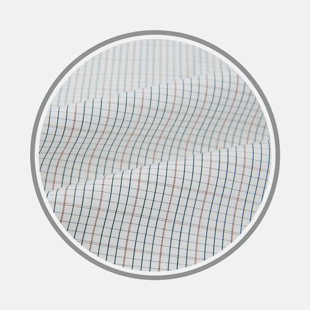 Forest Melange and Red Micro Check Fabric