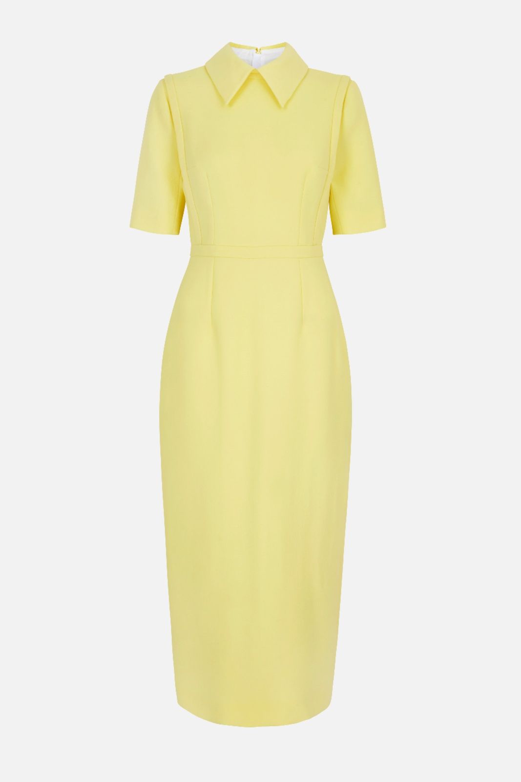 Valletta Dress In Lemon Single Wool Crepe