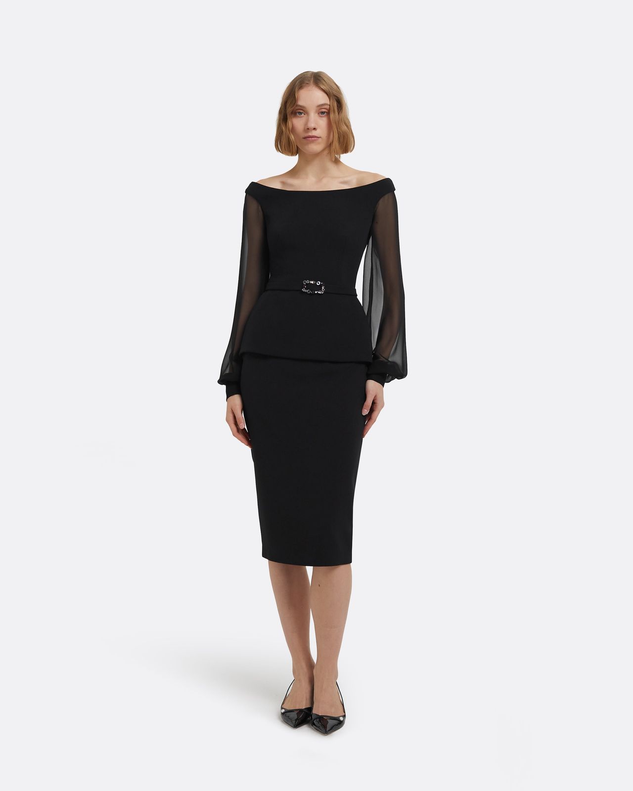 Hokoku Black Pencil Skirt