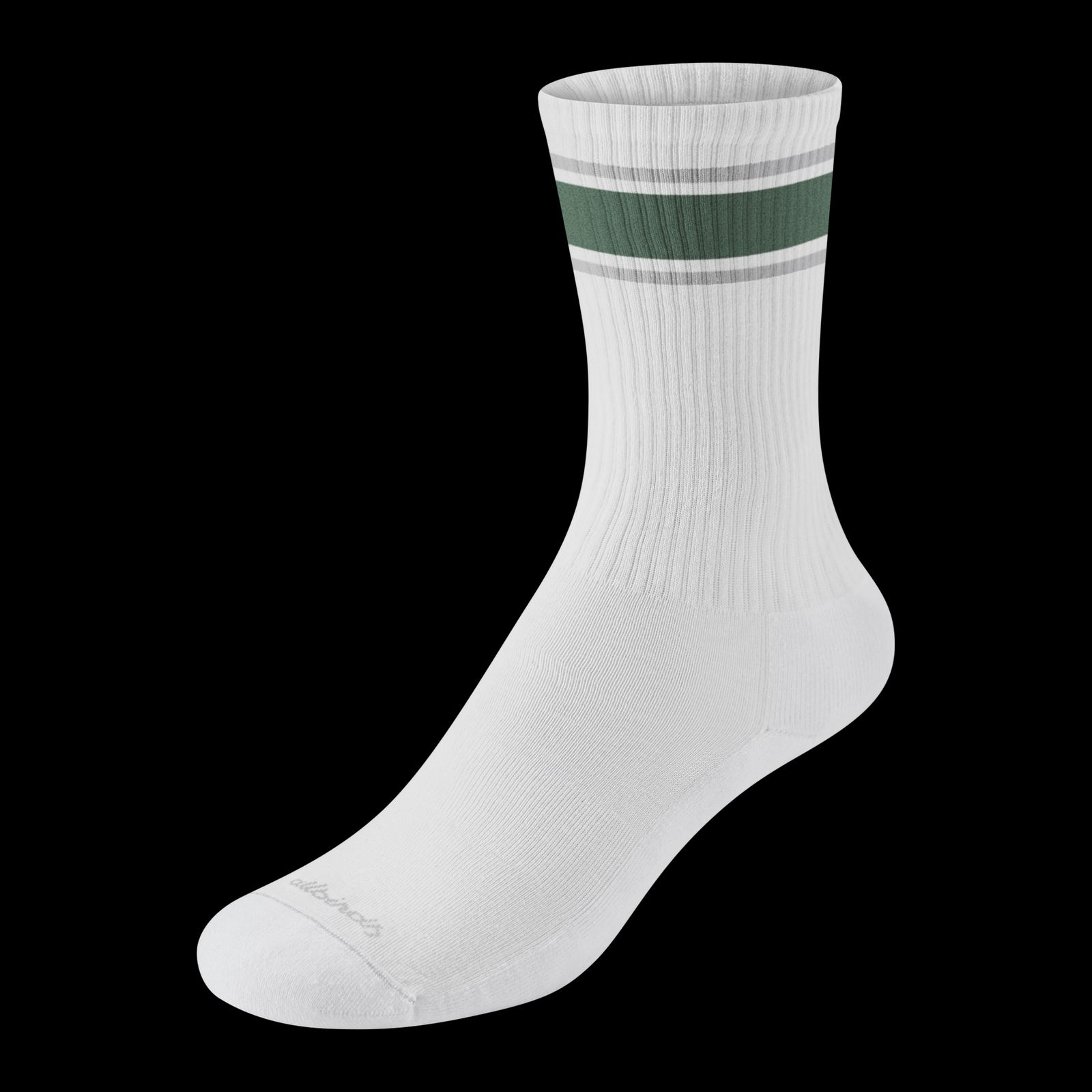 Anytime Crew Sock - Blizzard, Verdant Green (Light Grey Sole)