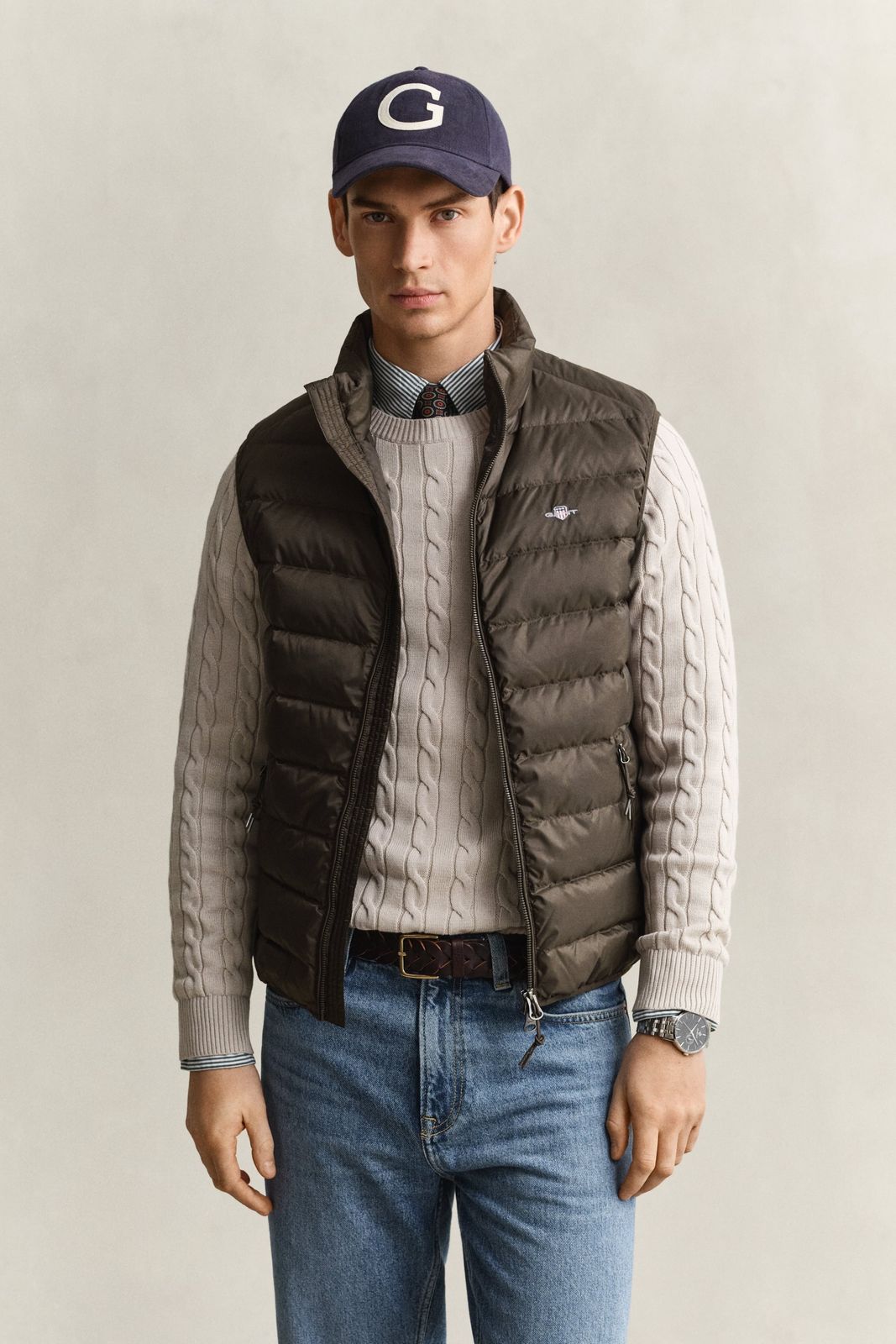 Light Down Vest - SHADOW BROWN