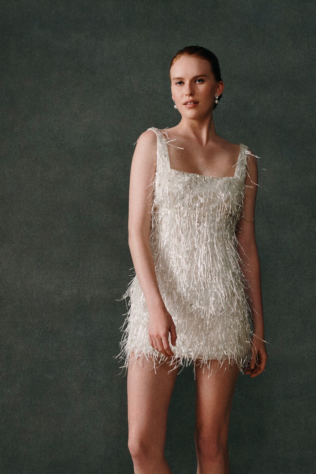Briar Rose Dress in Ivory Fringe Embroidery