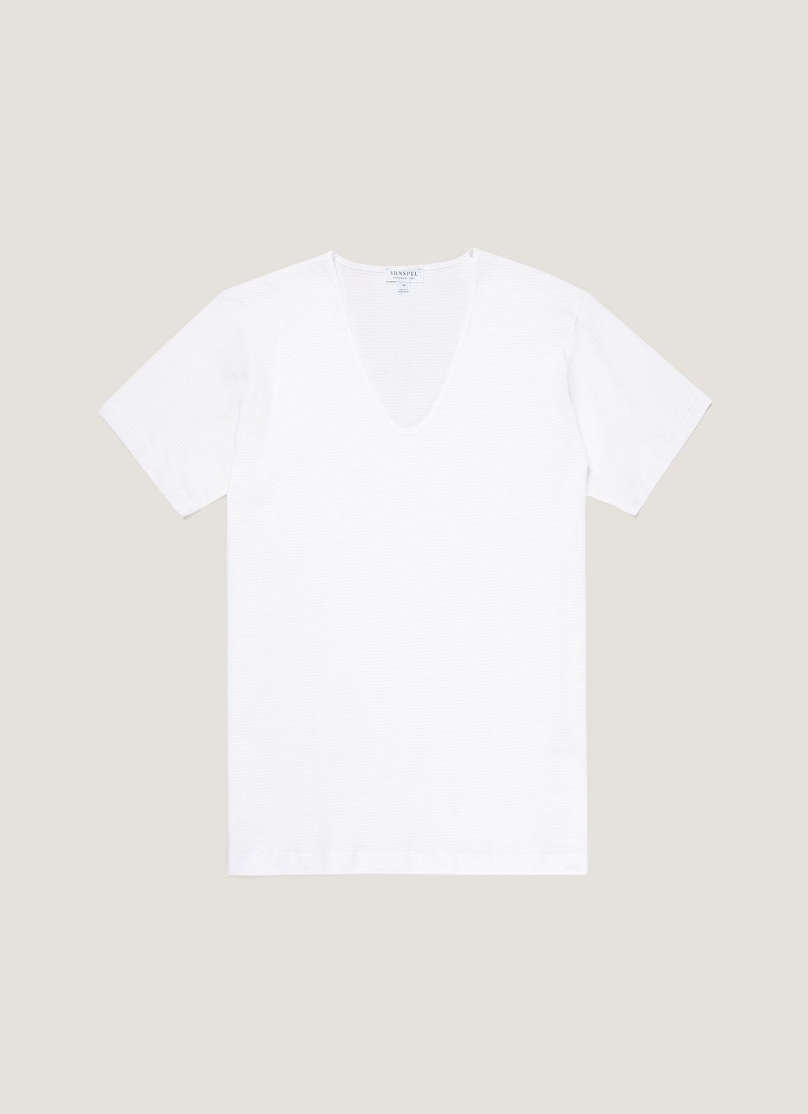 Men's Cellular Cotton V-neck Underwear T-shirt in White