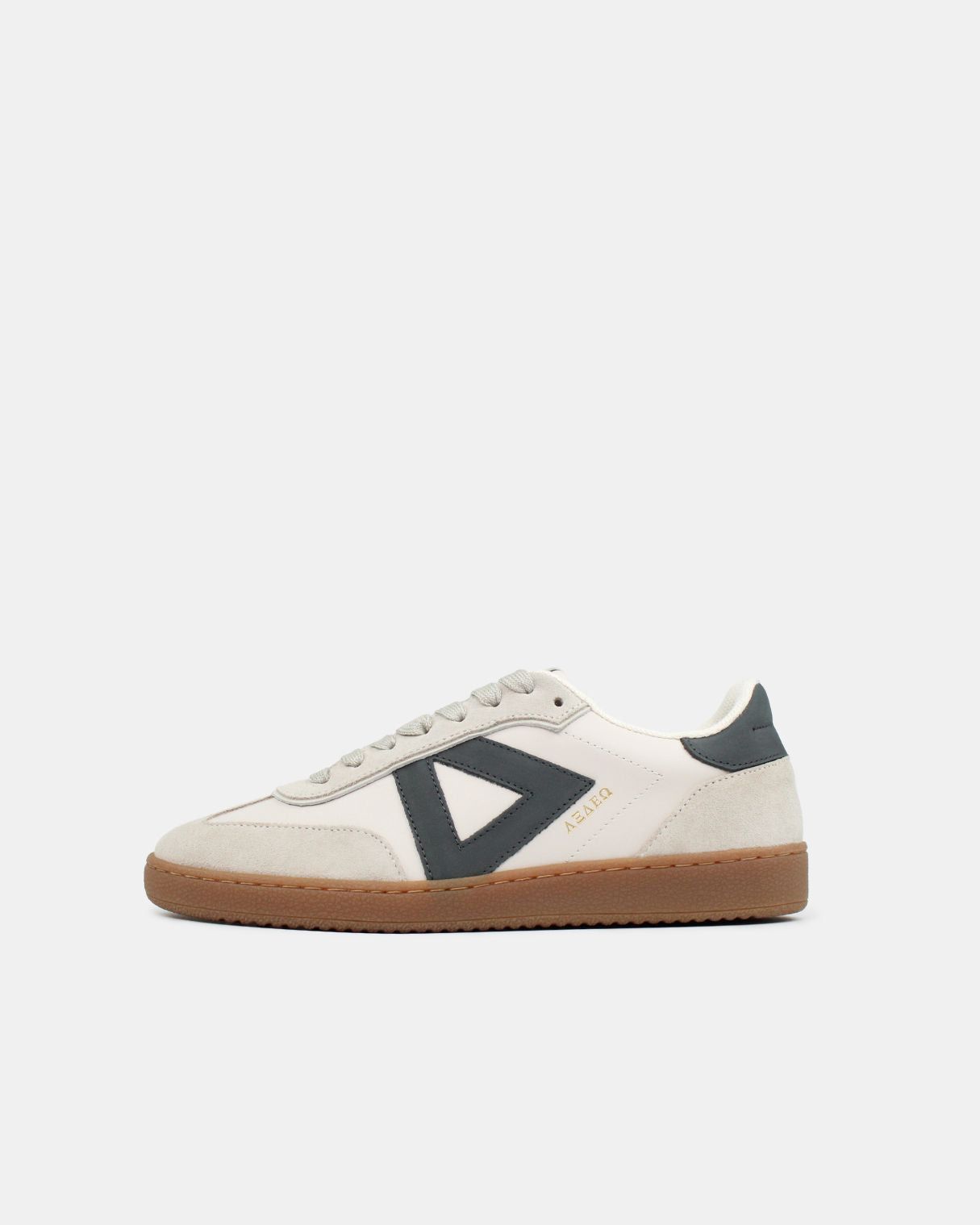 Hera Low Top Trainers - Stone Leather, Suede & Denim Blue Nubuck Leather