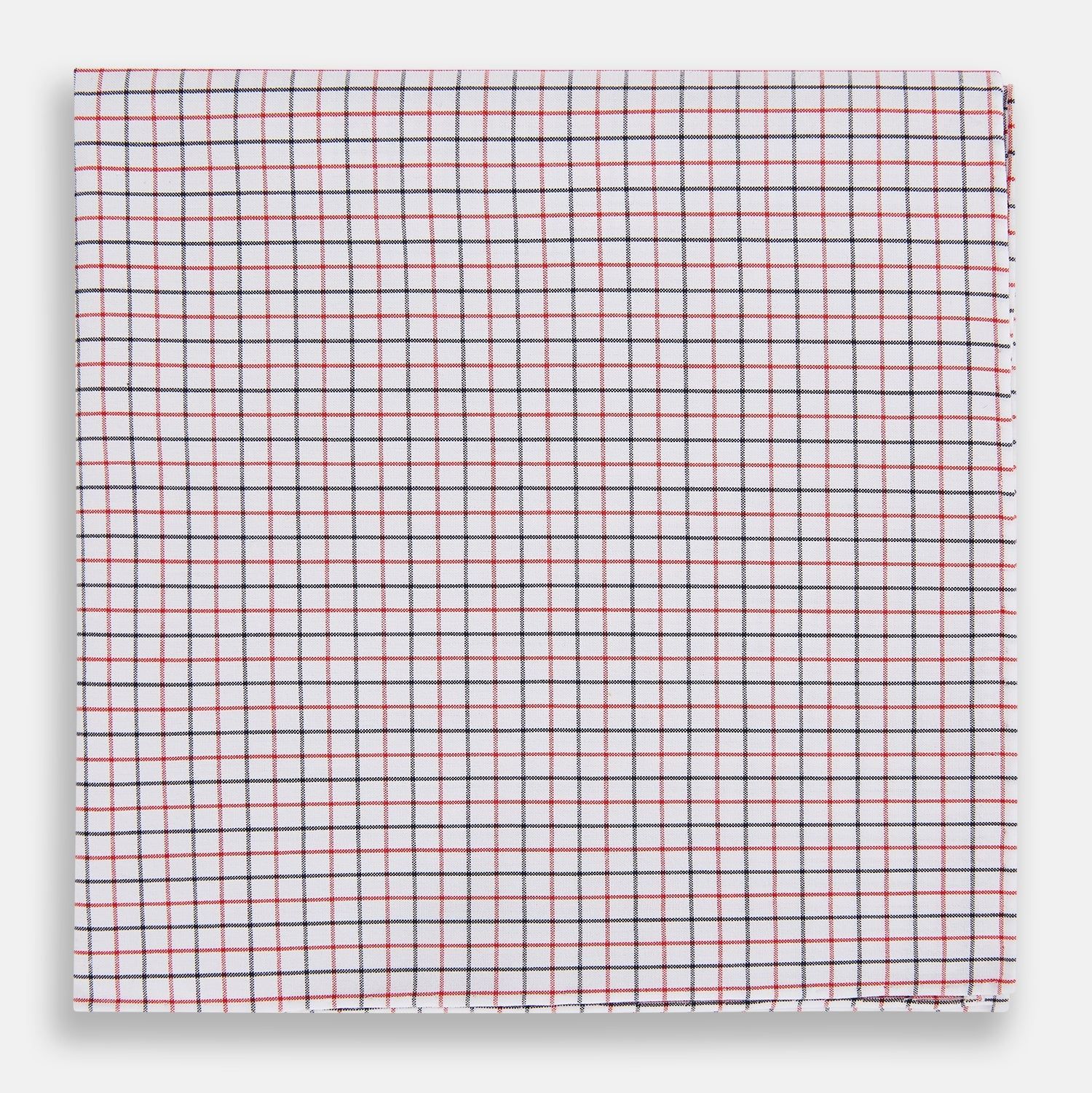 Hand Rolled Red and Navy Graph Check Handkerchief