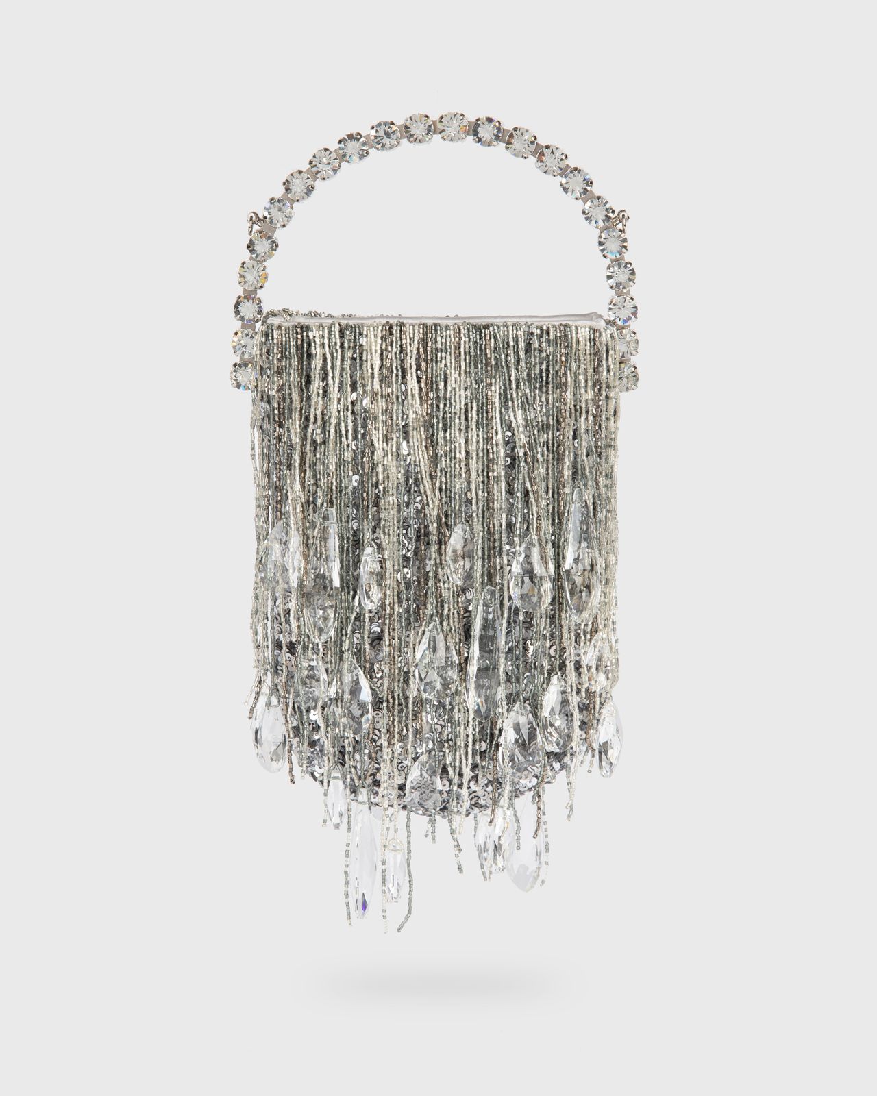 Silver Crystals Micro Fringe Eternity Pouch