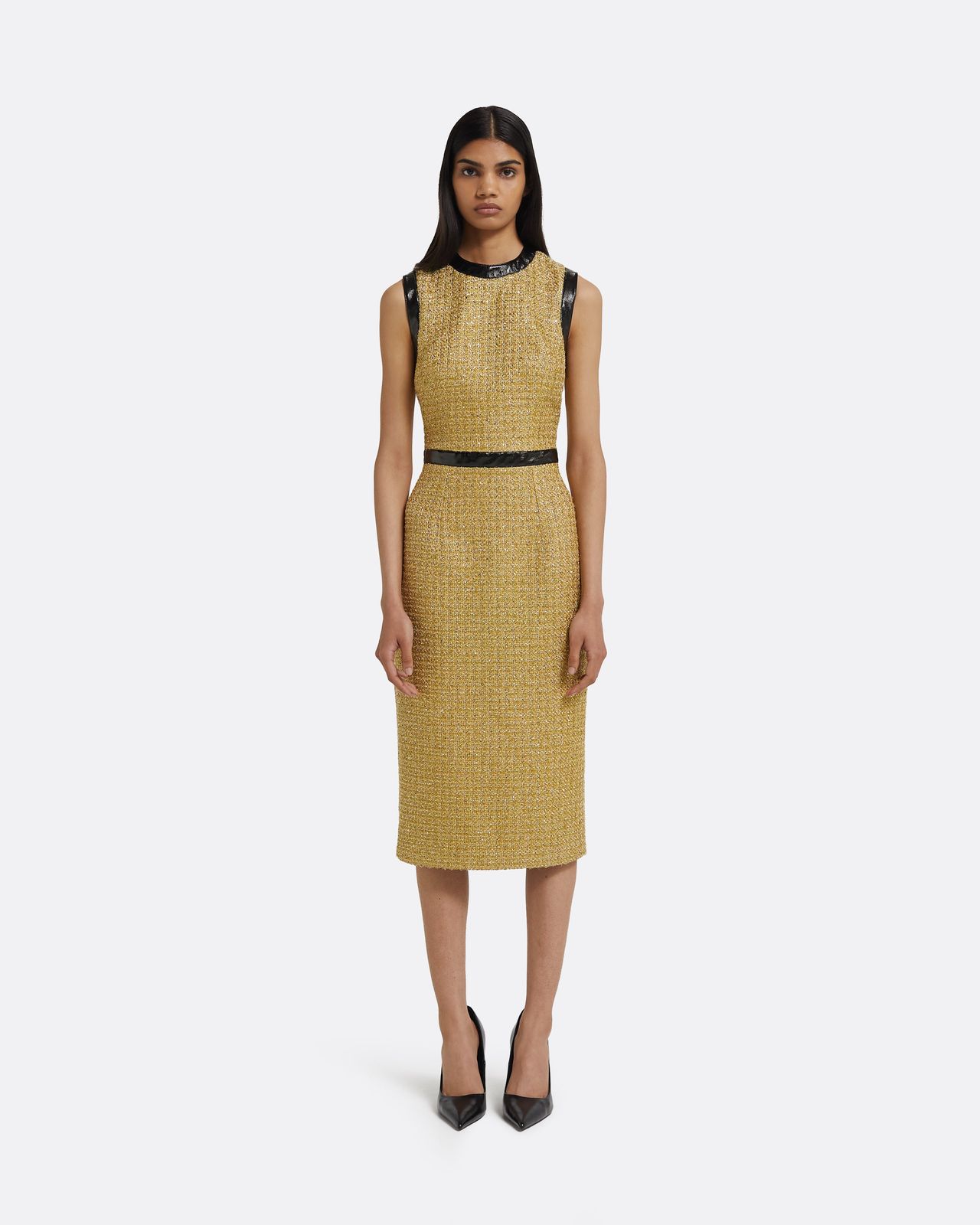 Peyton Midi Dress in Yellow Gold