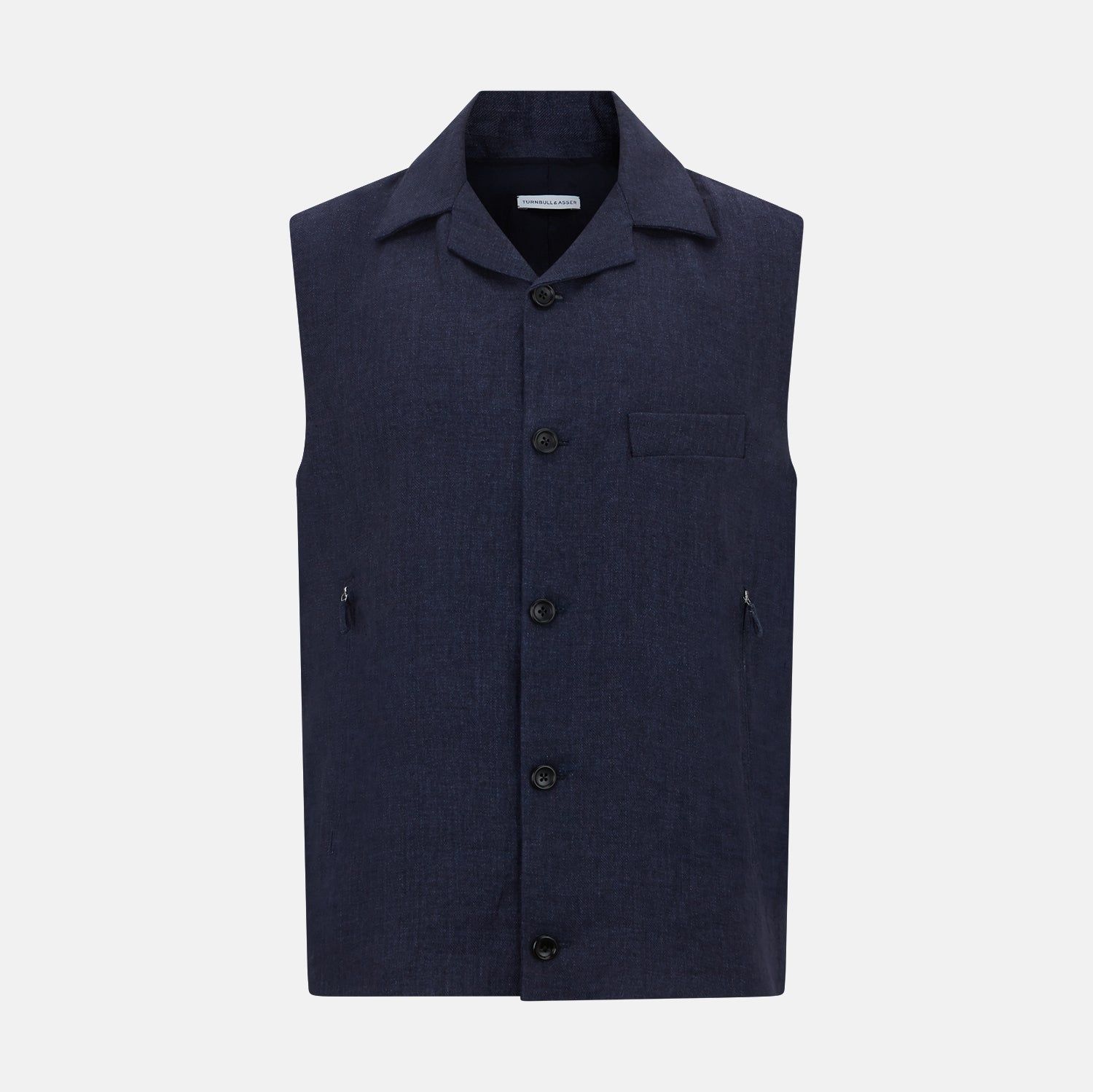 Navy Collared Linen Waistcoat