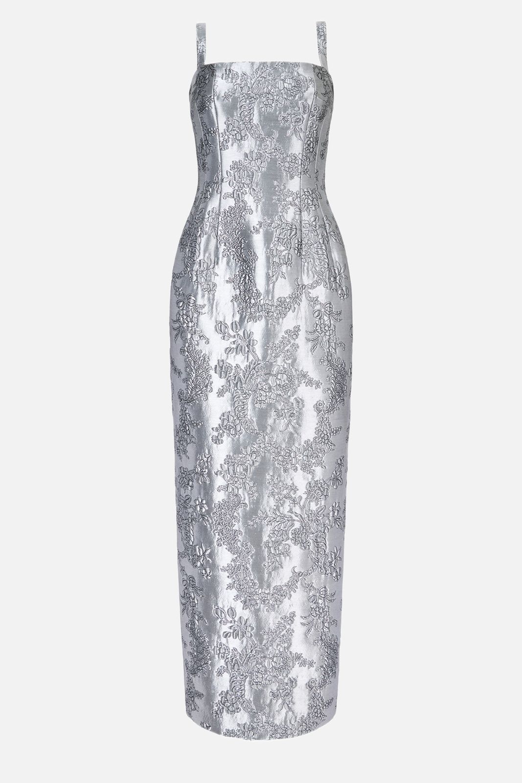 Regina Dress in Silver Metallic Cloque