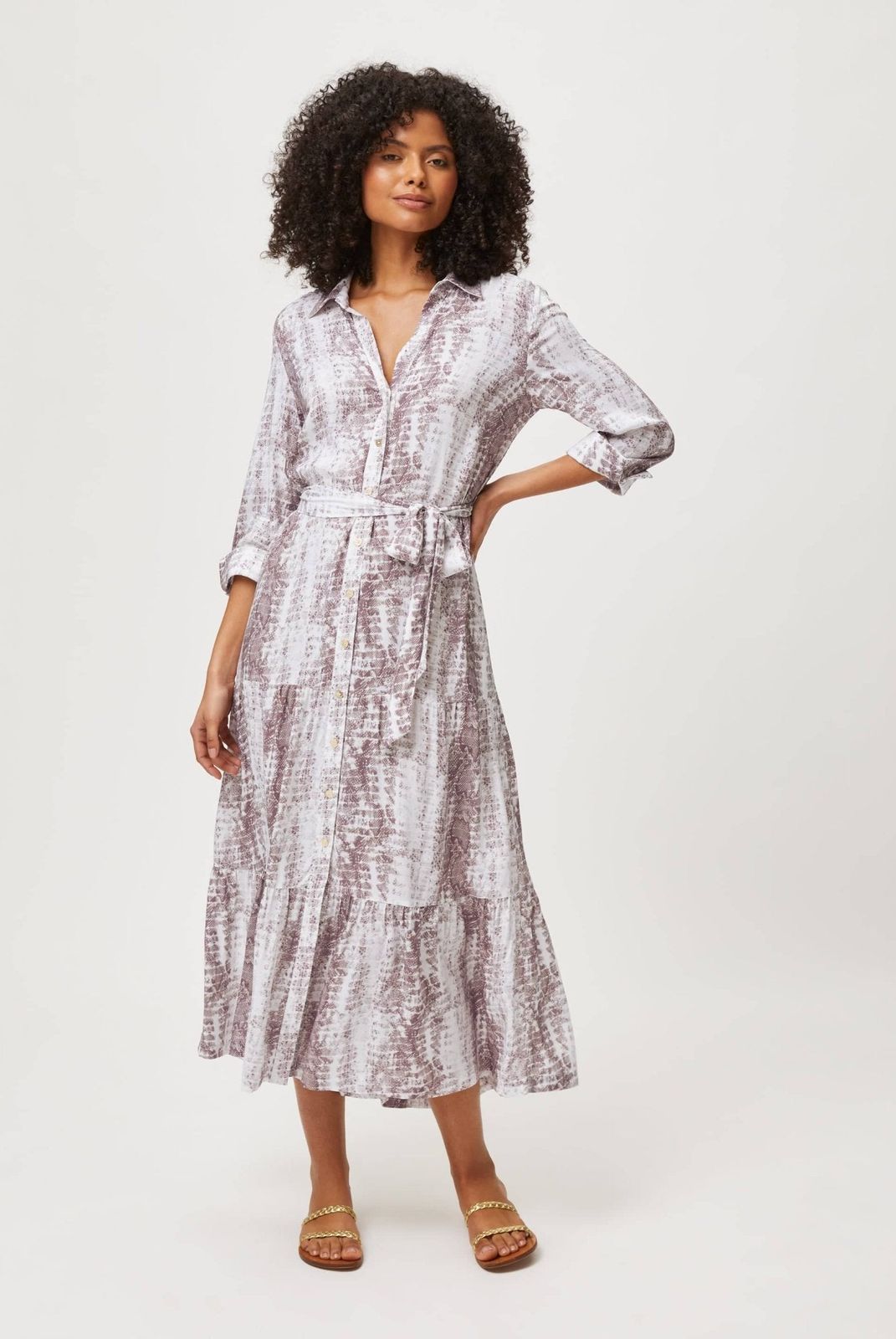 Snake Print Maxi Shirt Dress
