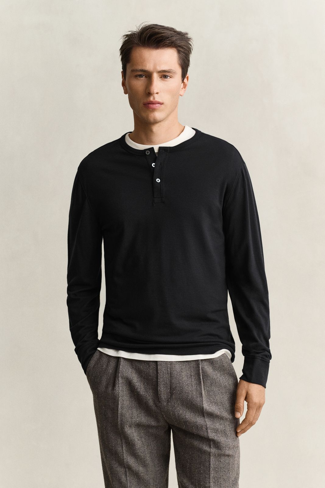 Henley Shirt - BLACK