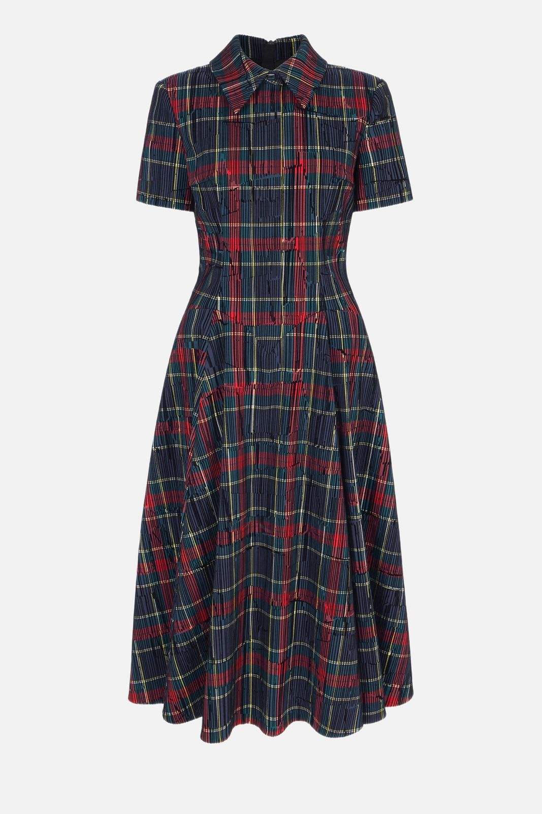Jody Dress in Red & Green Flocked Check