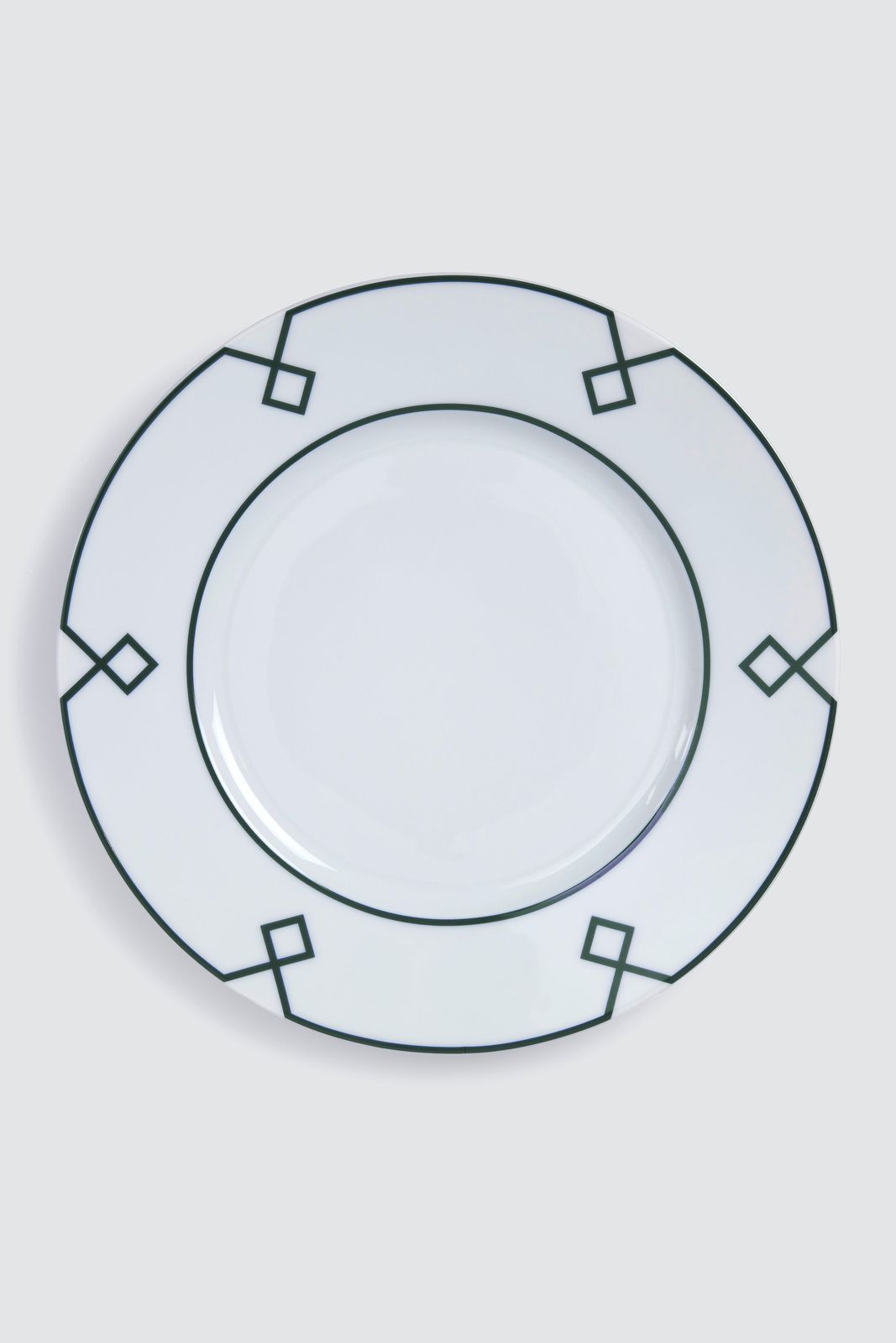 Naples Dinner Plate with Green Geometric Border