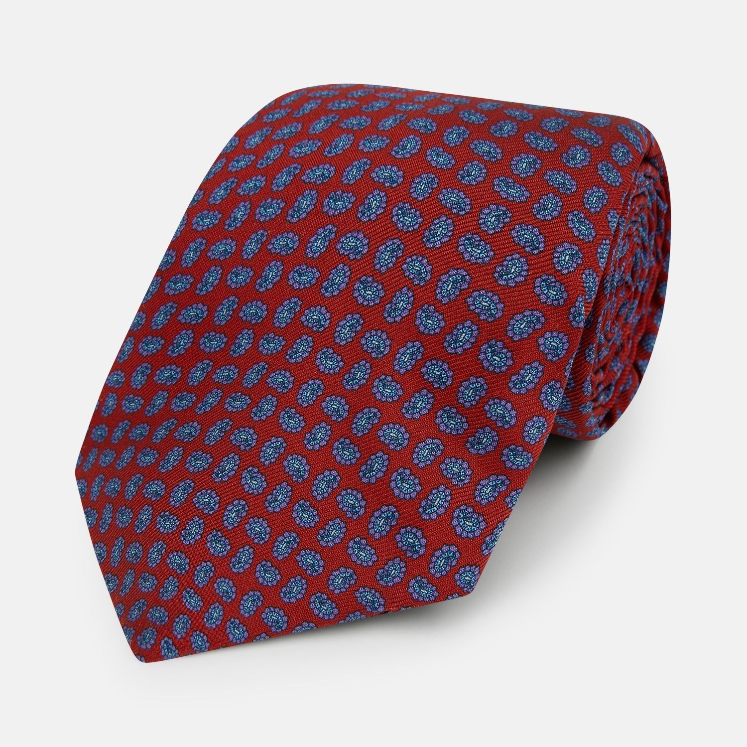 Red and Purple Miniature Paisley Silk Tie