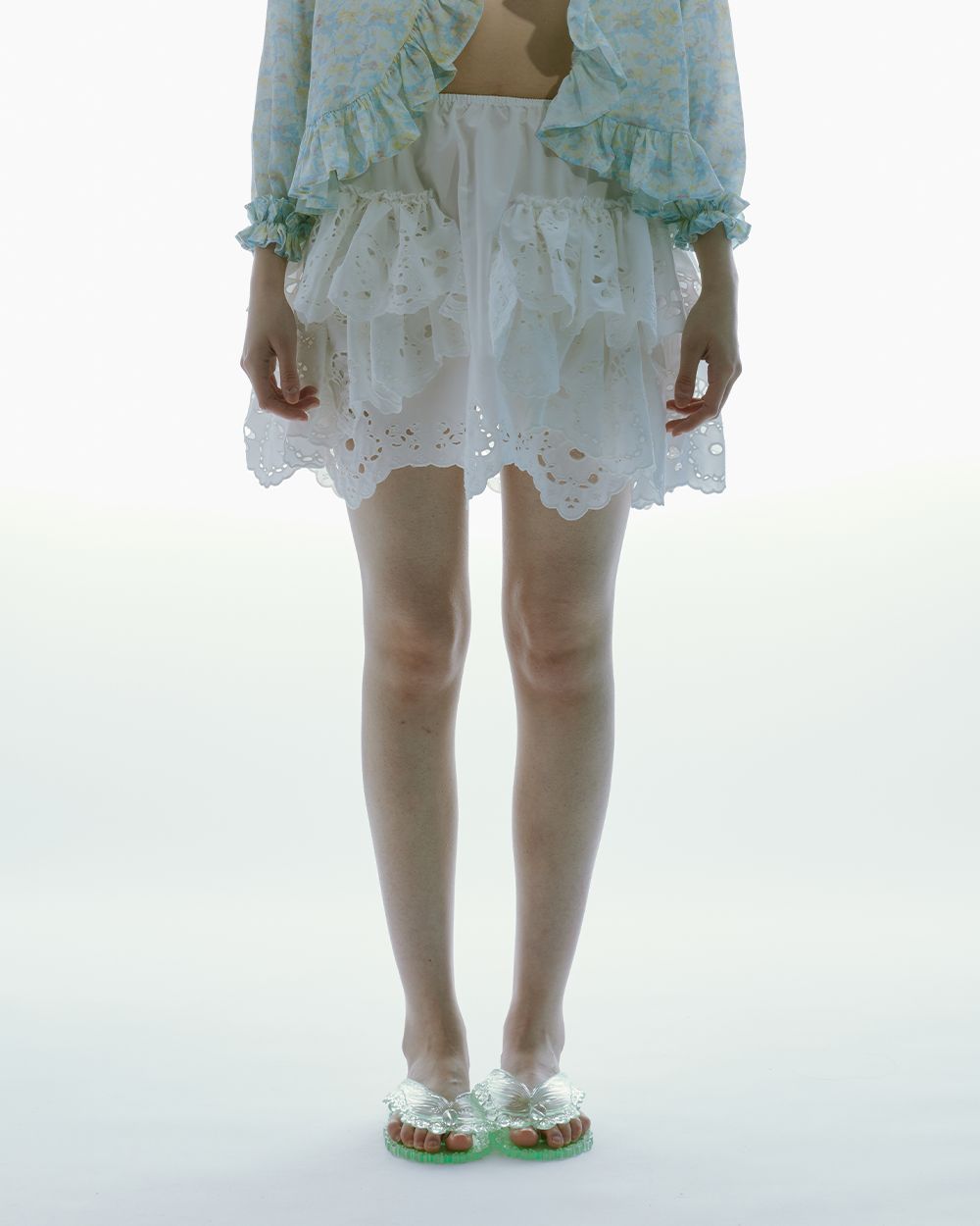 BRODERIE-ANGLAISE FRILL SKIRT