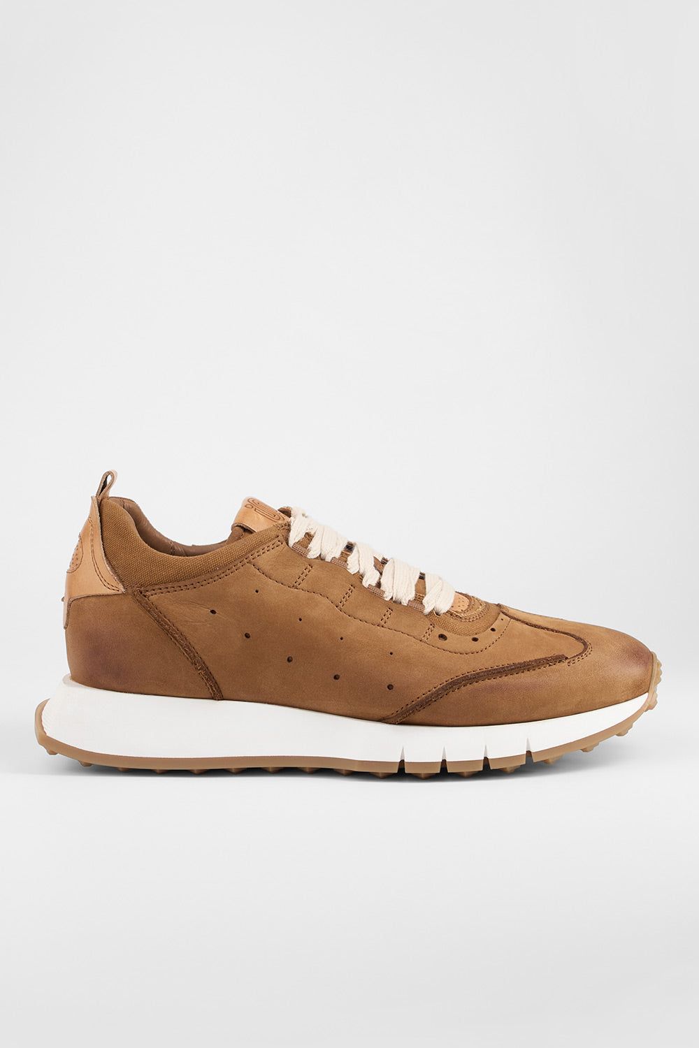 PEARCE rust-brown nubuck wingtip runners.