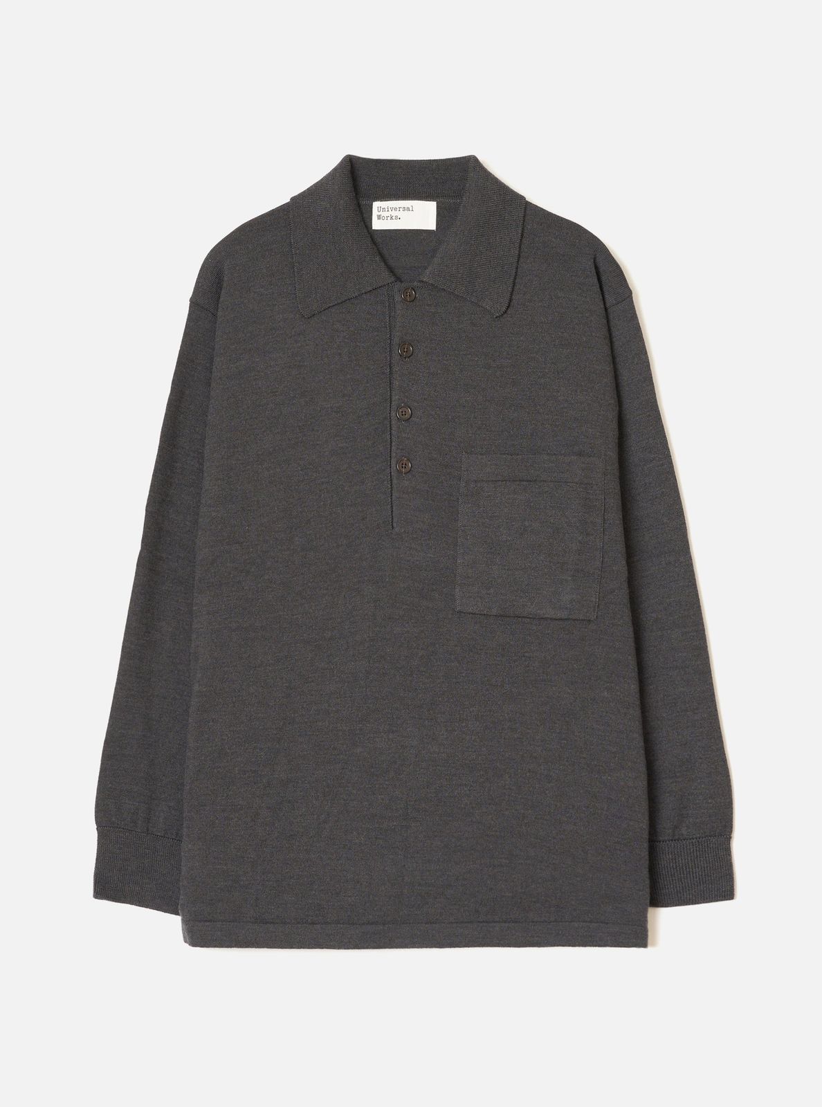 Charcoal Merino L/S Pullover Knit Shirt