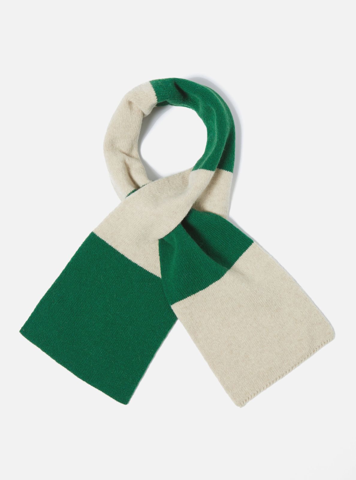 Beige/Green Soft Wool Deluxe Football Scarf