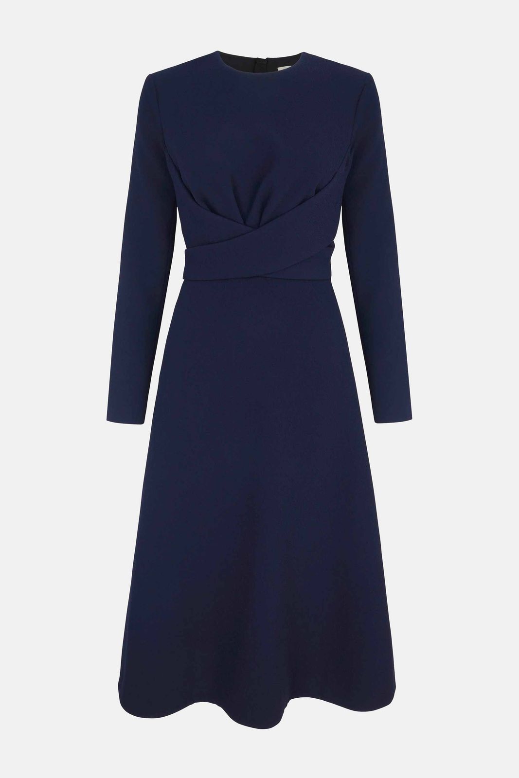 Elta Wrap-Effect Dress in Midnight Double Crepe