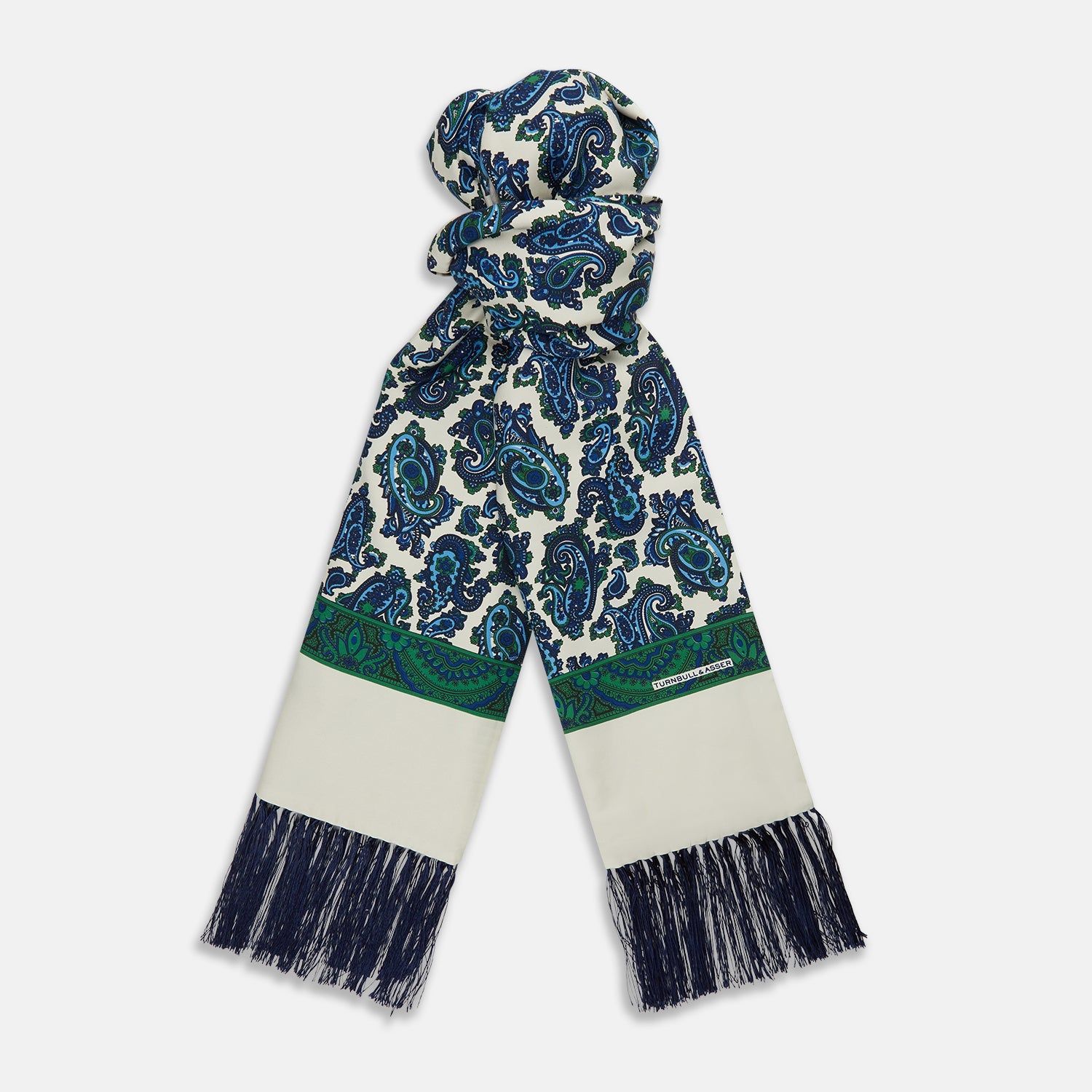 Green and Blue Paisley Silk Scarf