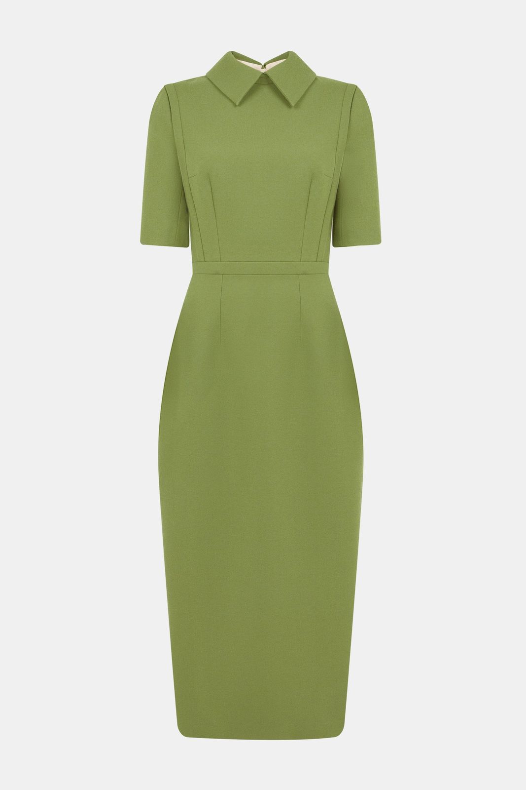Valletta Dress In Olive Single Wool Crepe