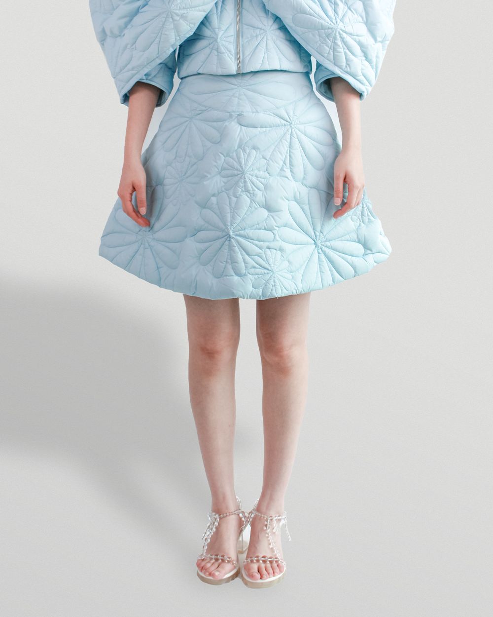 GOOSE DOWN FLORAL QUILTED MINI SKIRT