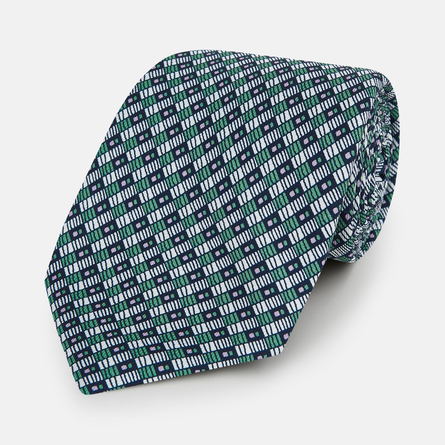 Kelly Green Hatched Mosaic Silk Tie