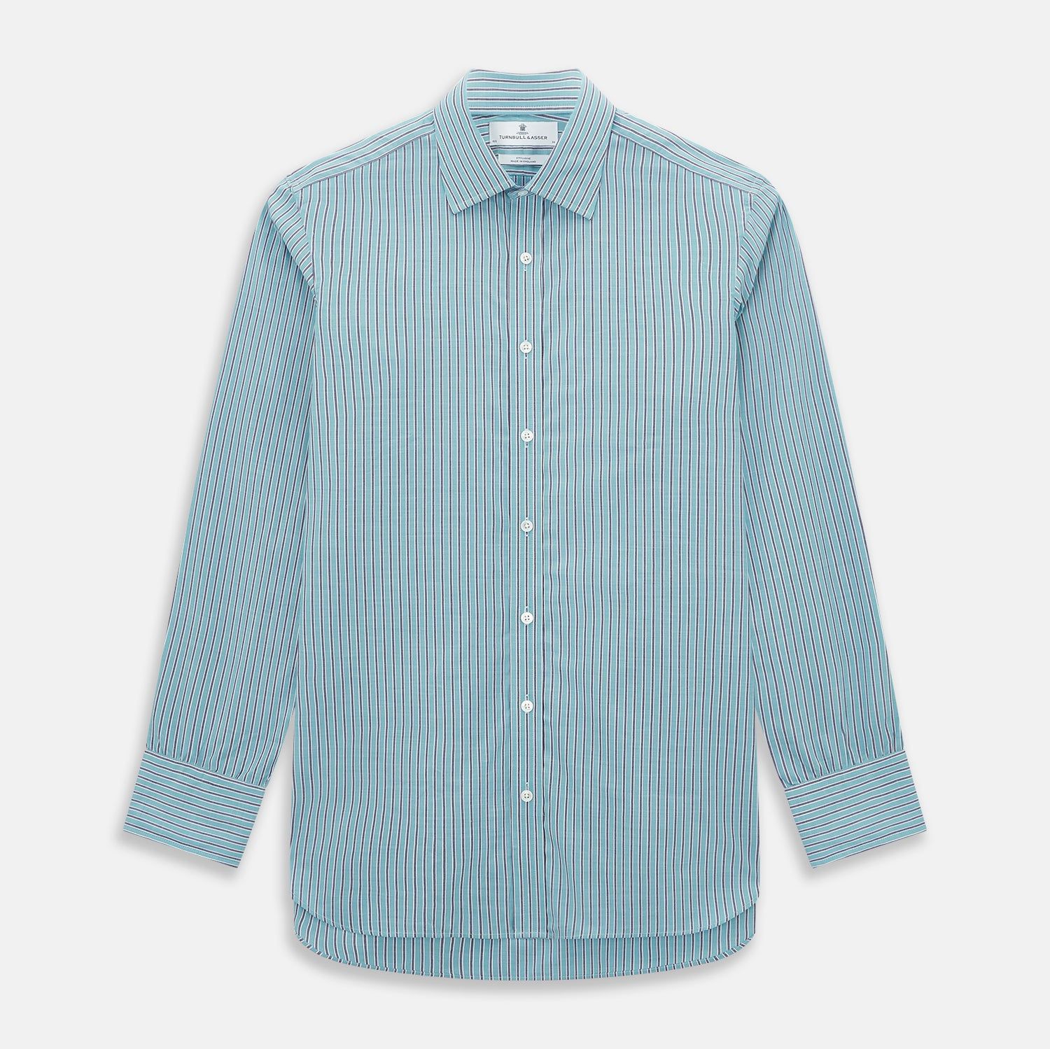 Turquoise Ticking Stripe Mayfair Shirt
