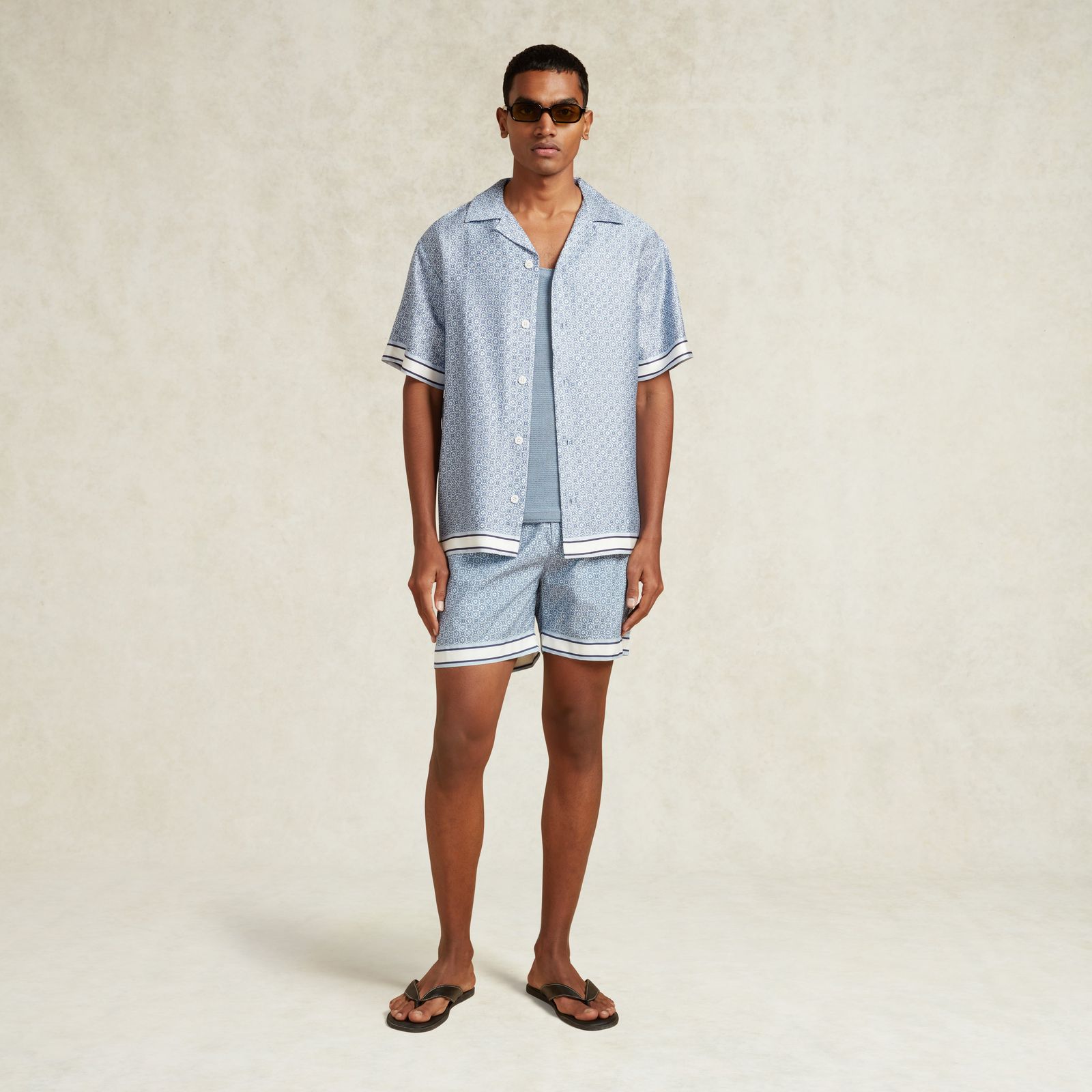 RAMON GEO PRINT RECYCLED POLYESTER SWIMSHORT - BLUE