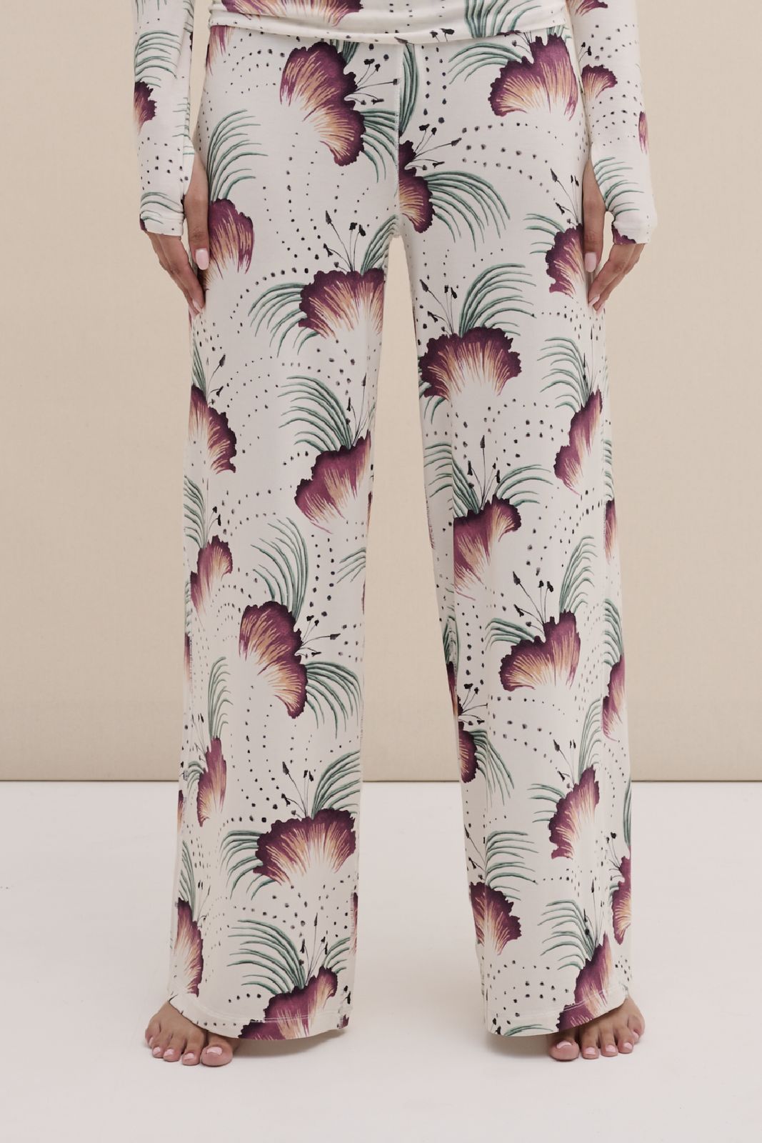 Lyocell Jersey Fold Over Trousers Tigerlily Cream