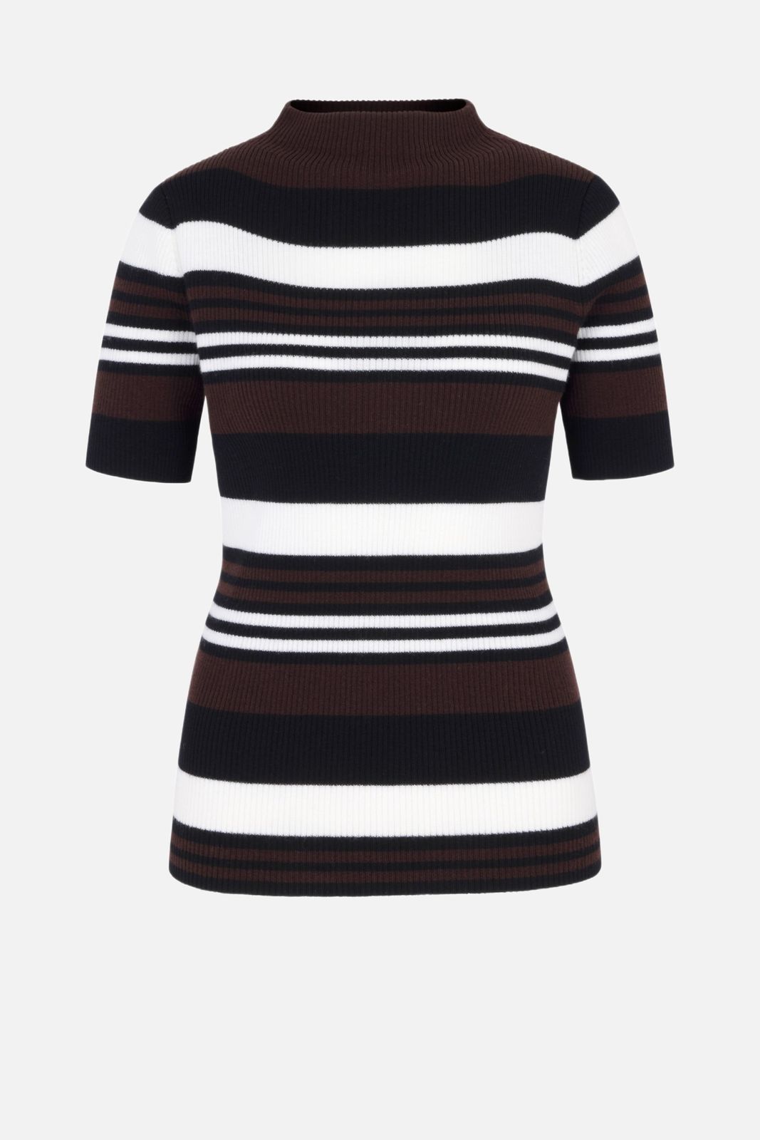 Toma Knit Top in Brown, Black & White Merino Wool