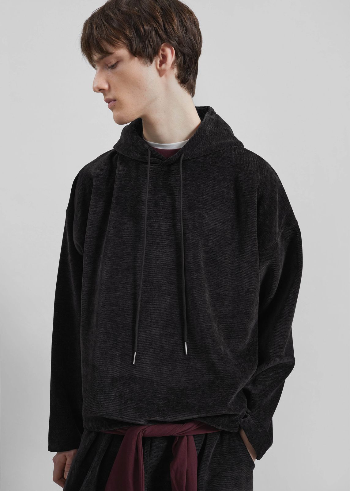Caleb Velvet Hoodie - Black