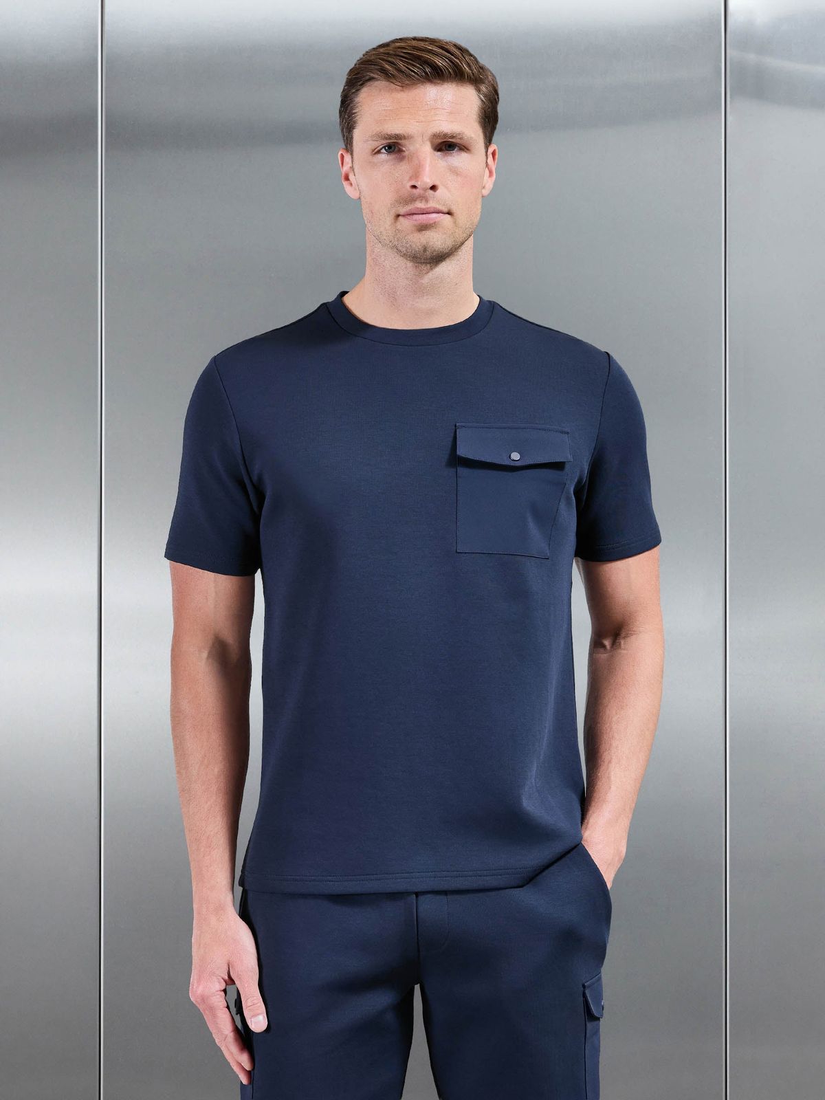 Everyday Luxe Hybrid Cargo T-Shirt in Navy