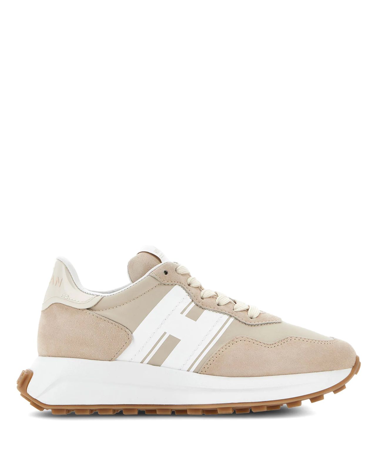 M H Patch Running Sneaker Tan Suede