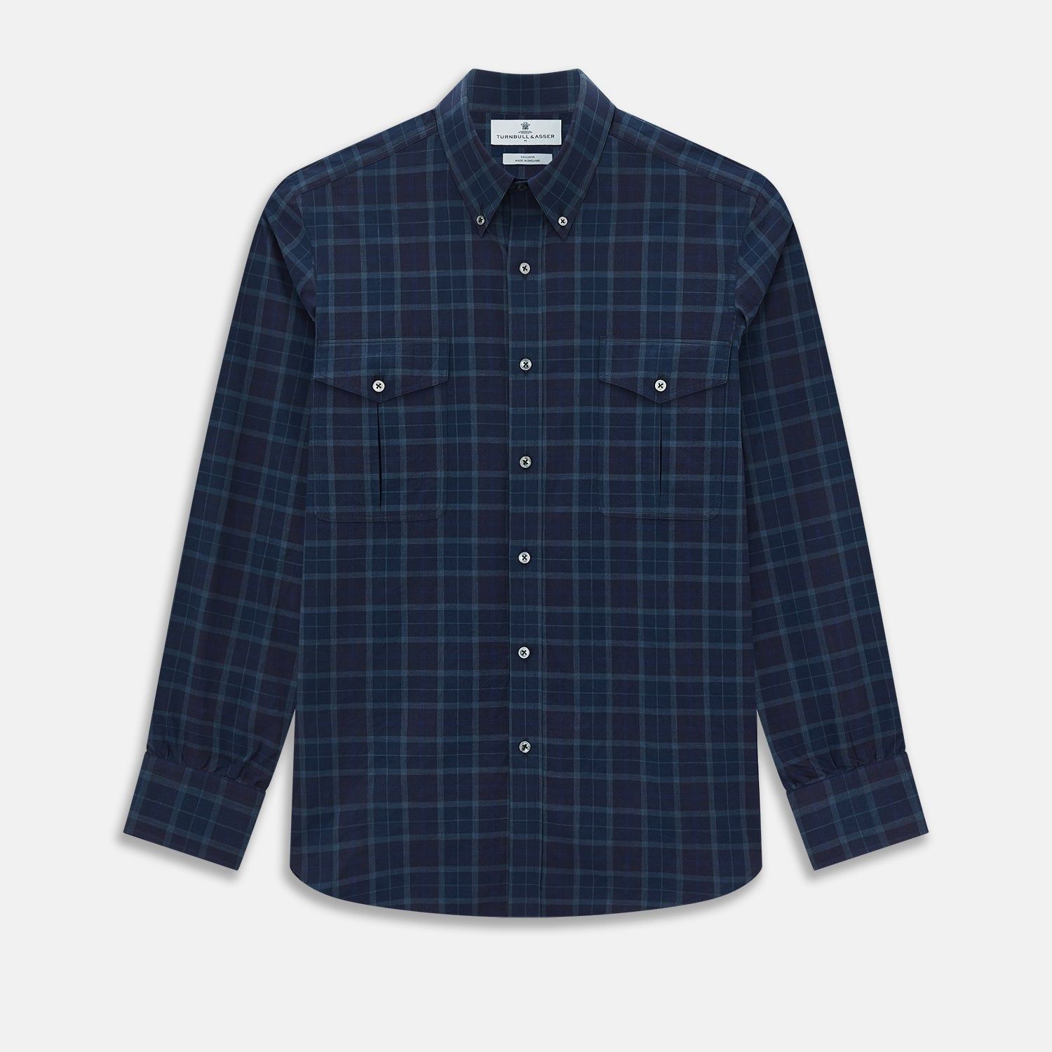 Navy and White Shadow Check Richmond Shirt