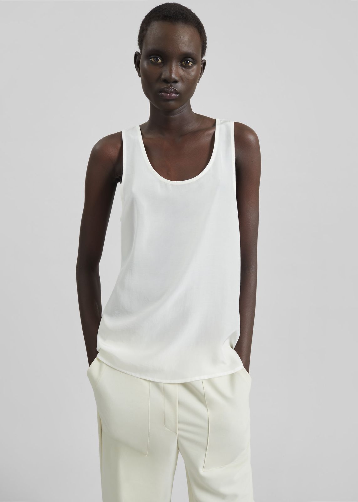 Nivee Lustrous Boxy Tank - Ivory