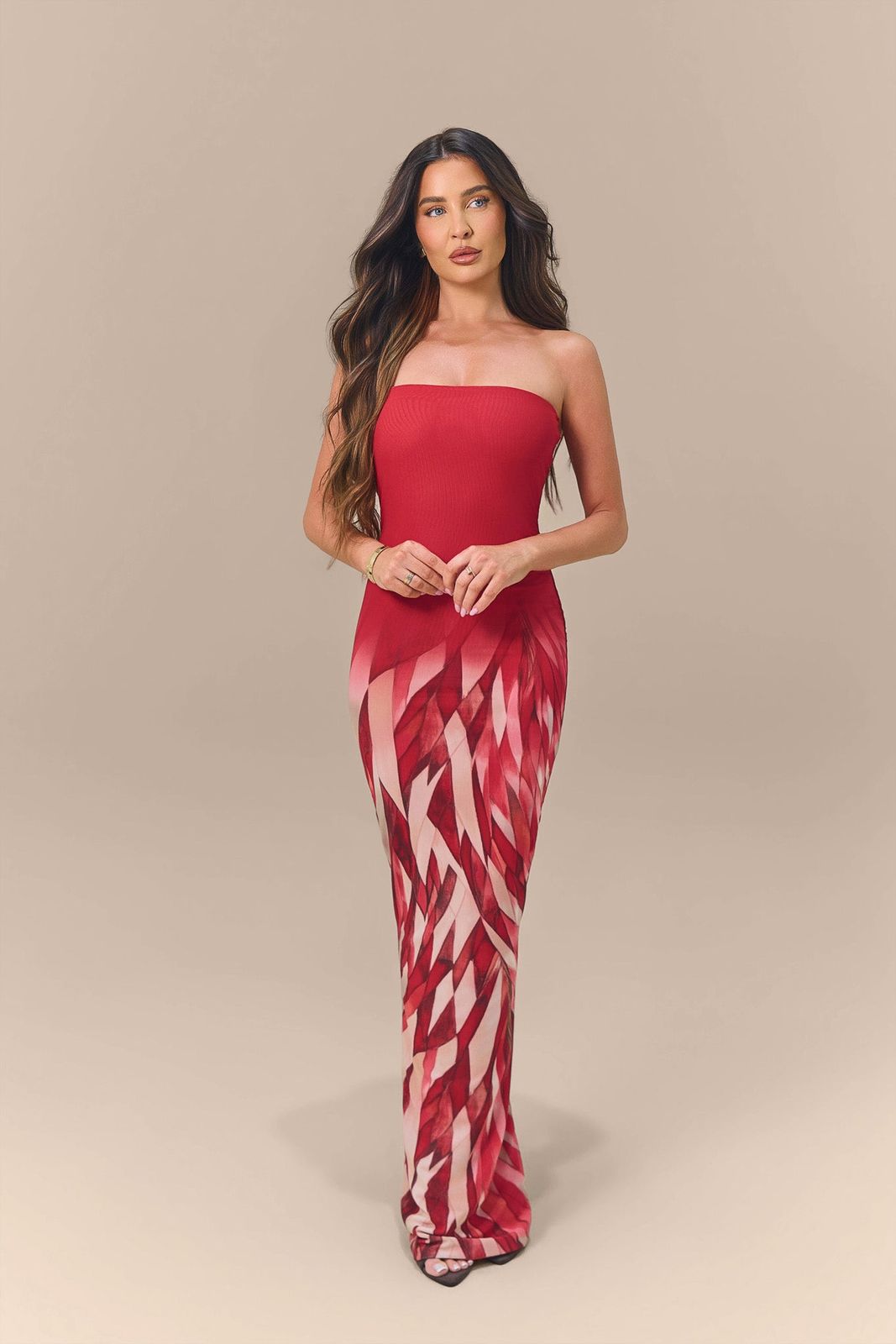 BONITA BANDEAU DRESS | FLAMING FEATHER