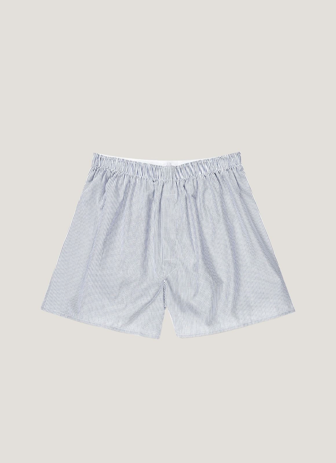 Men's Classic Boxer Short in White/Navy Pinstripe