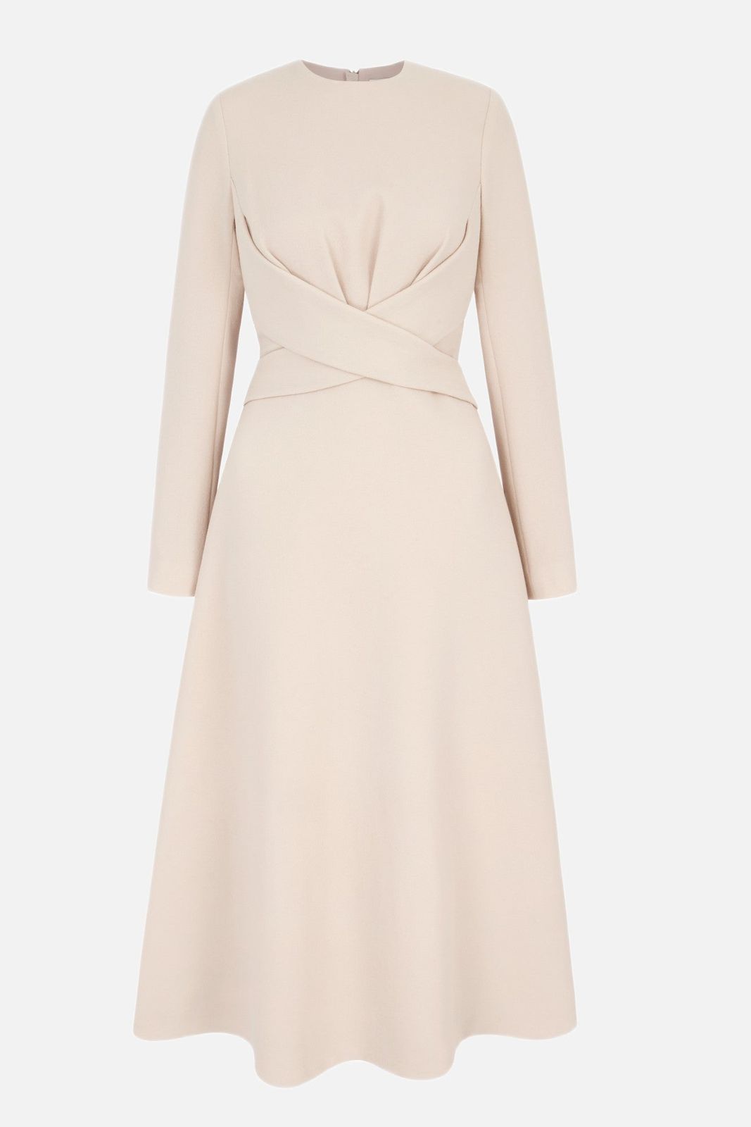 Elta Dress In Bone Single Wool Crepe