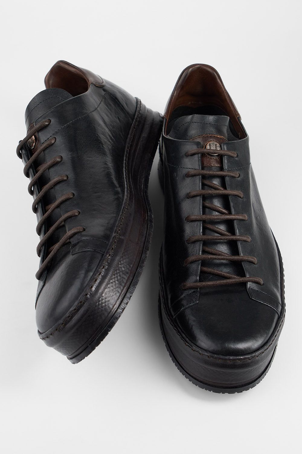 HAYES royal-black distressed welted sneakers.