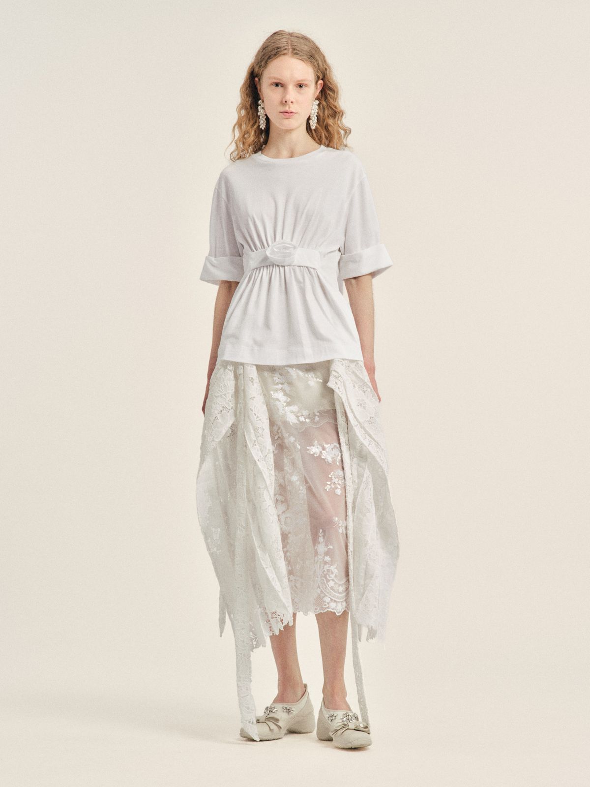 Gathered Rose Wire Sleeve Boy T-Shirt