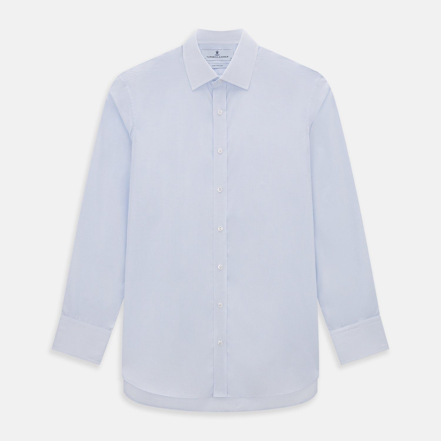 Blue and White Micro Check Mayfair Shirt