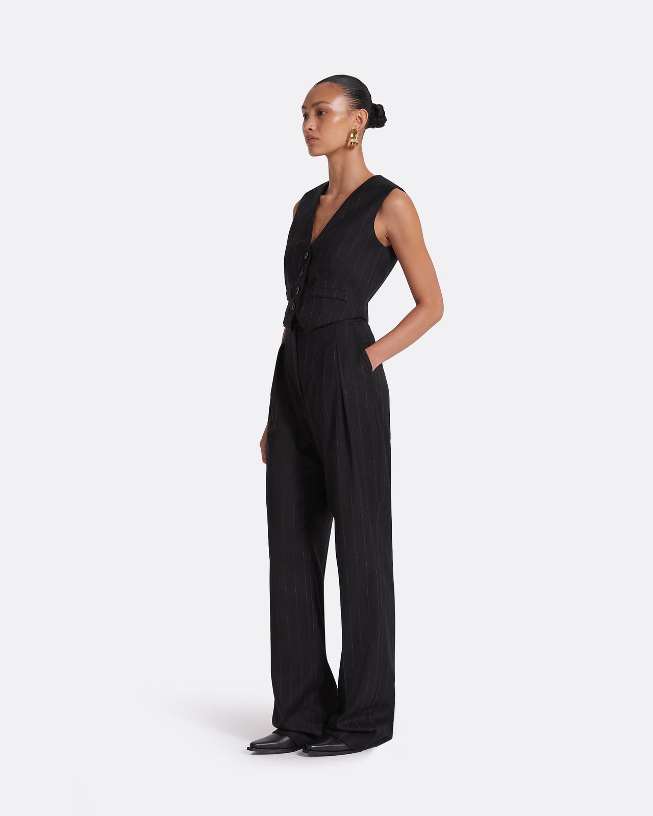 Ferna Black Pinstripe Trousers