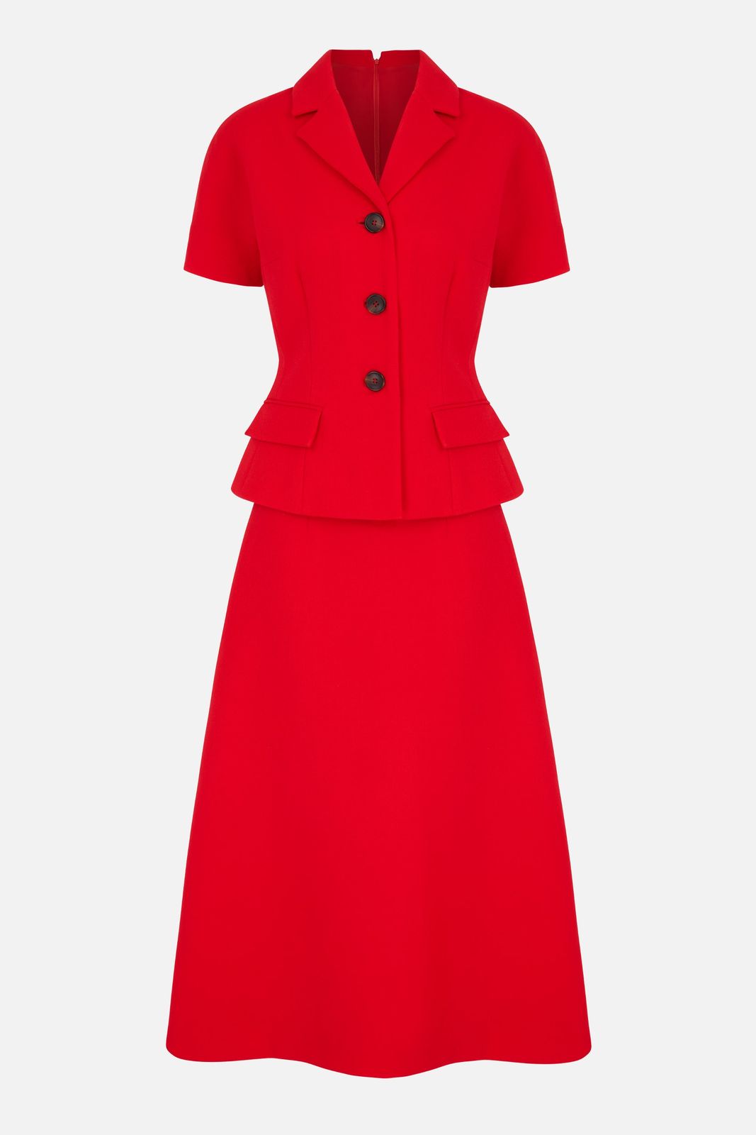 Alexina Dress in Red Single Wool Crepe