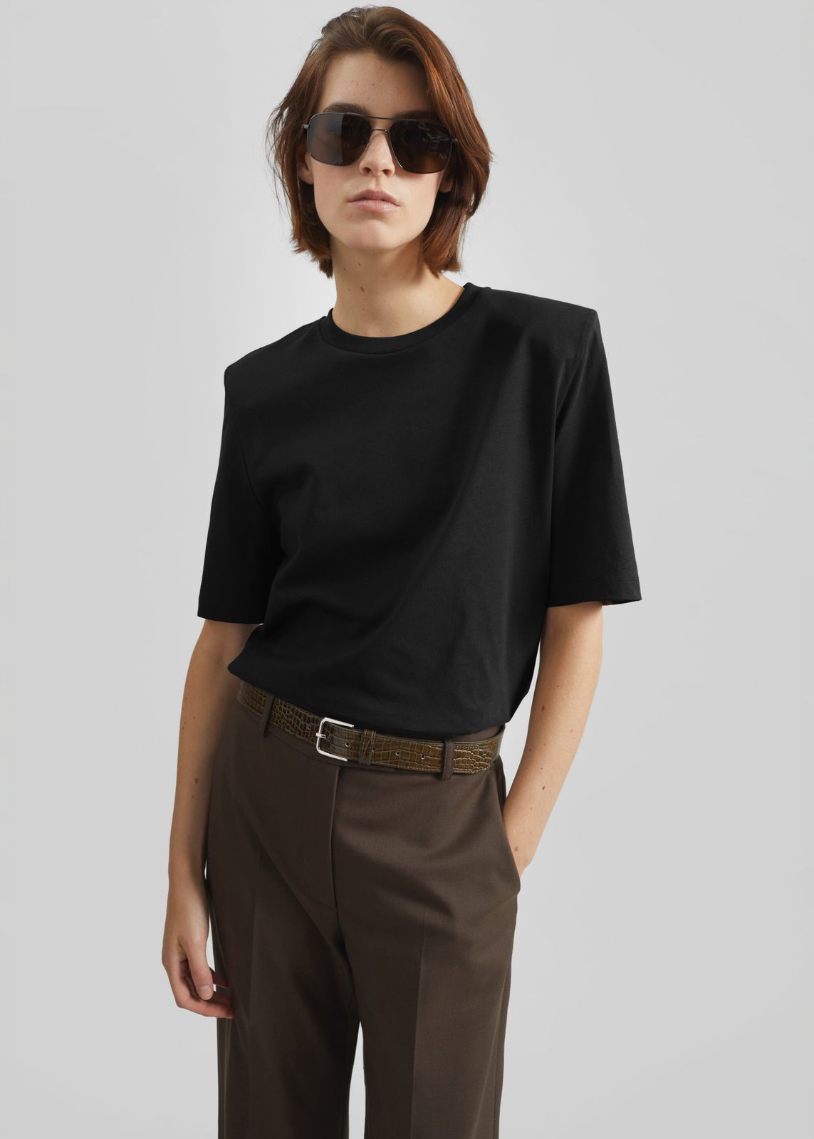 Carrington Padded Shoulder Tee - Black